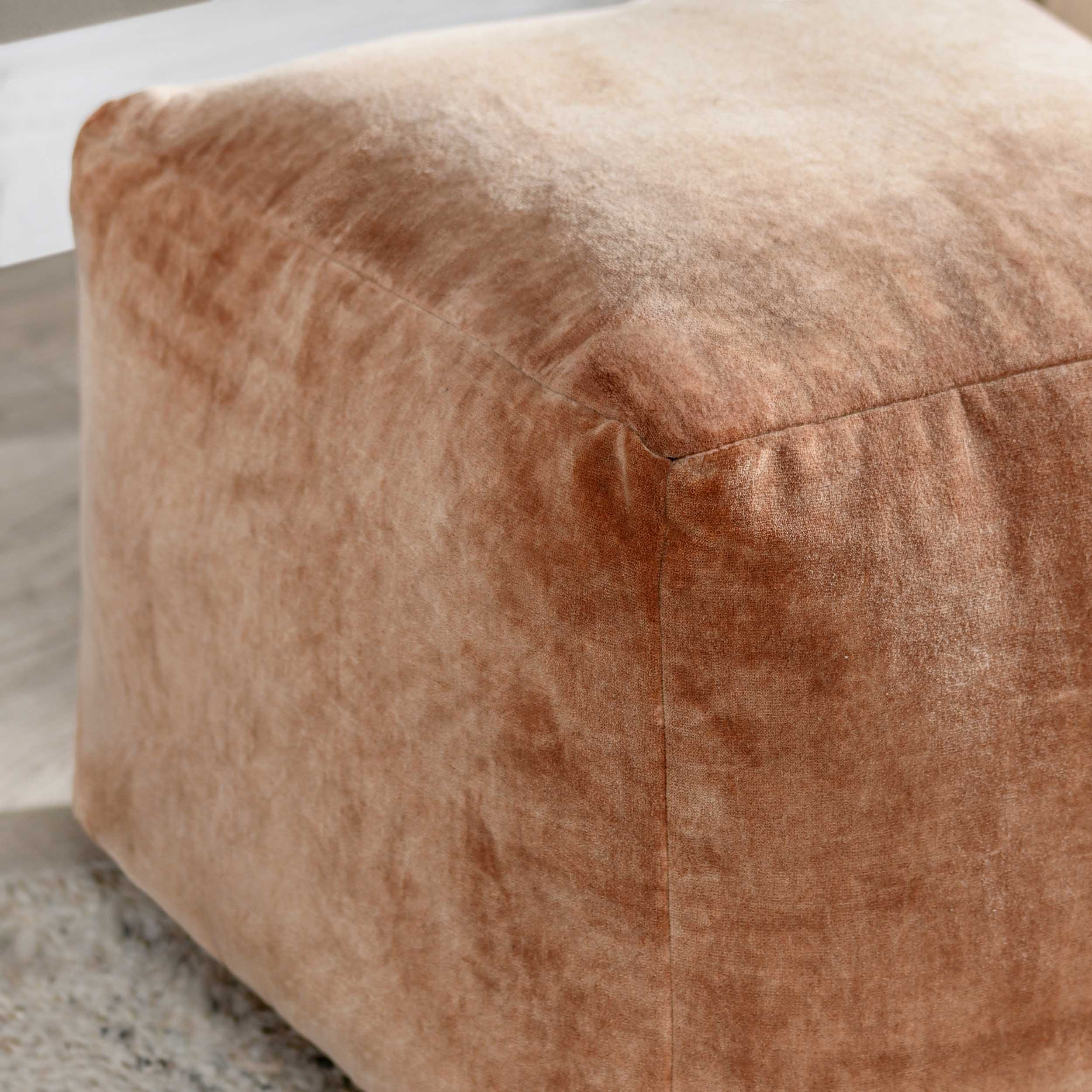 Heirloom Velvet Pouf, Hazel - Image 3