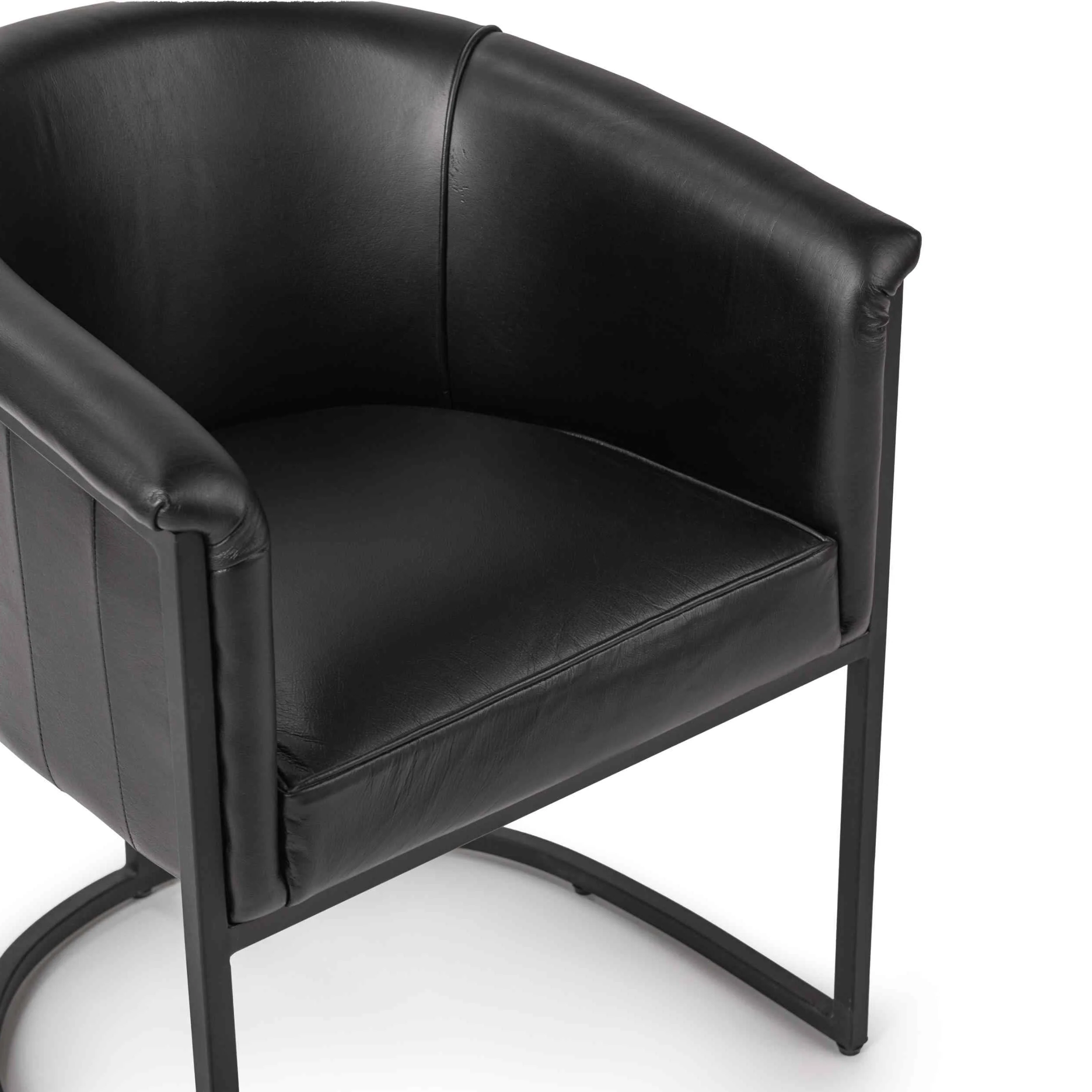 Hester Leather Dining Chair, Black, Set of 2 - Image 4