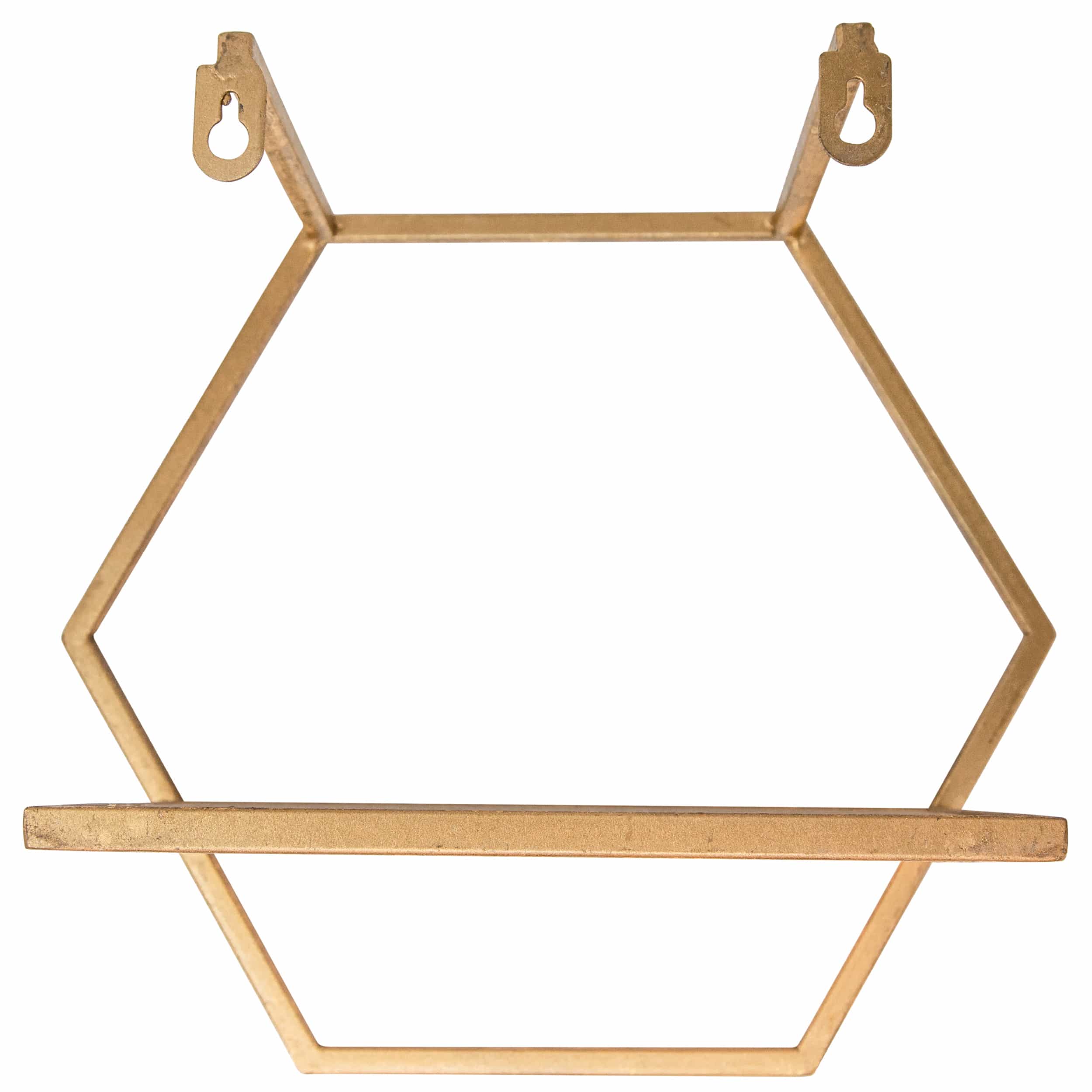 Hexagon Wall Shelves, Gold, Set of 3 - Image 2