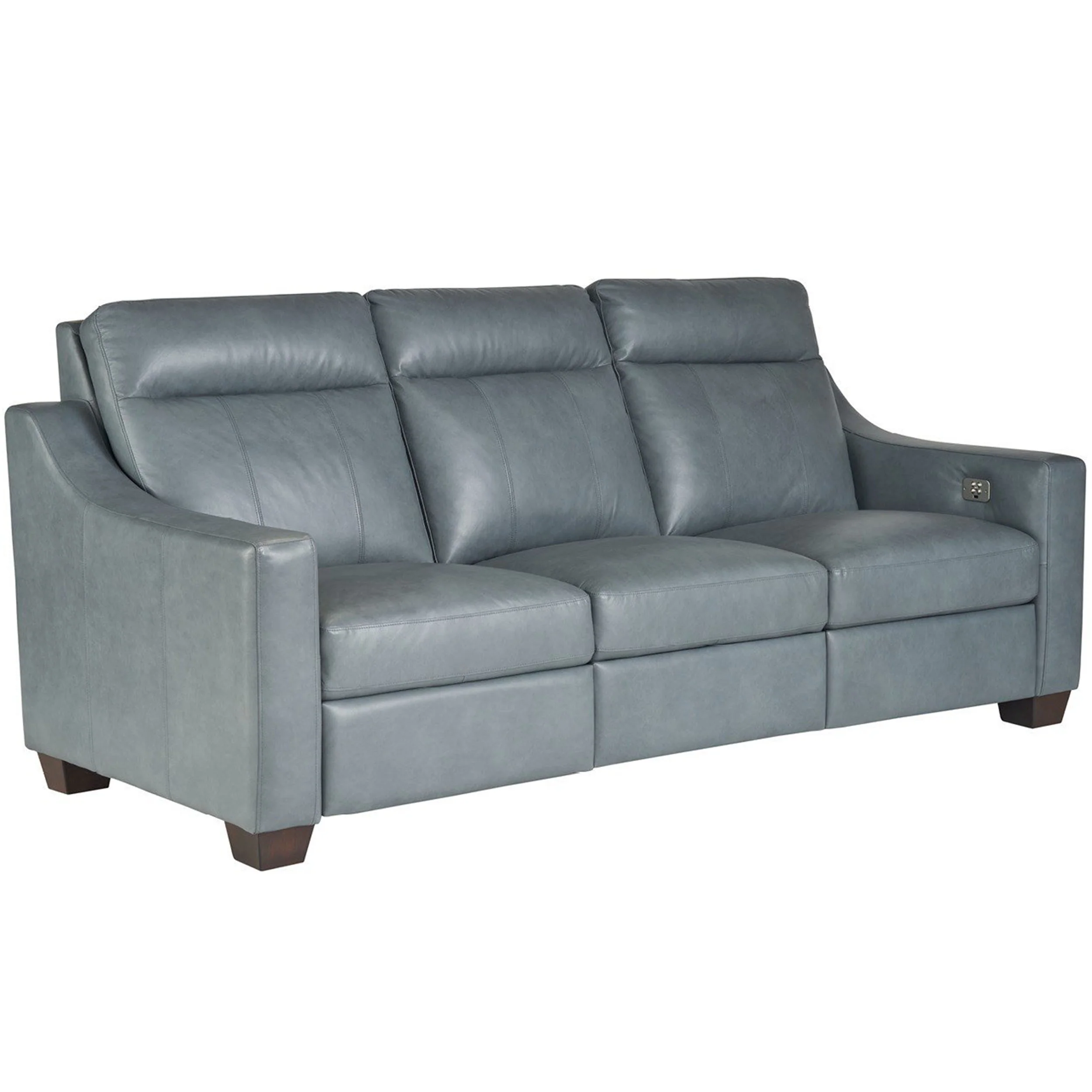 Higgins Leather Power Motion Sofa, Blue Gray - Image 2