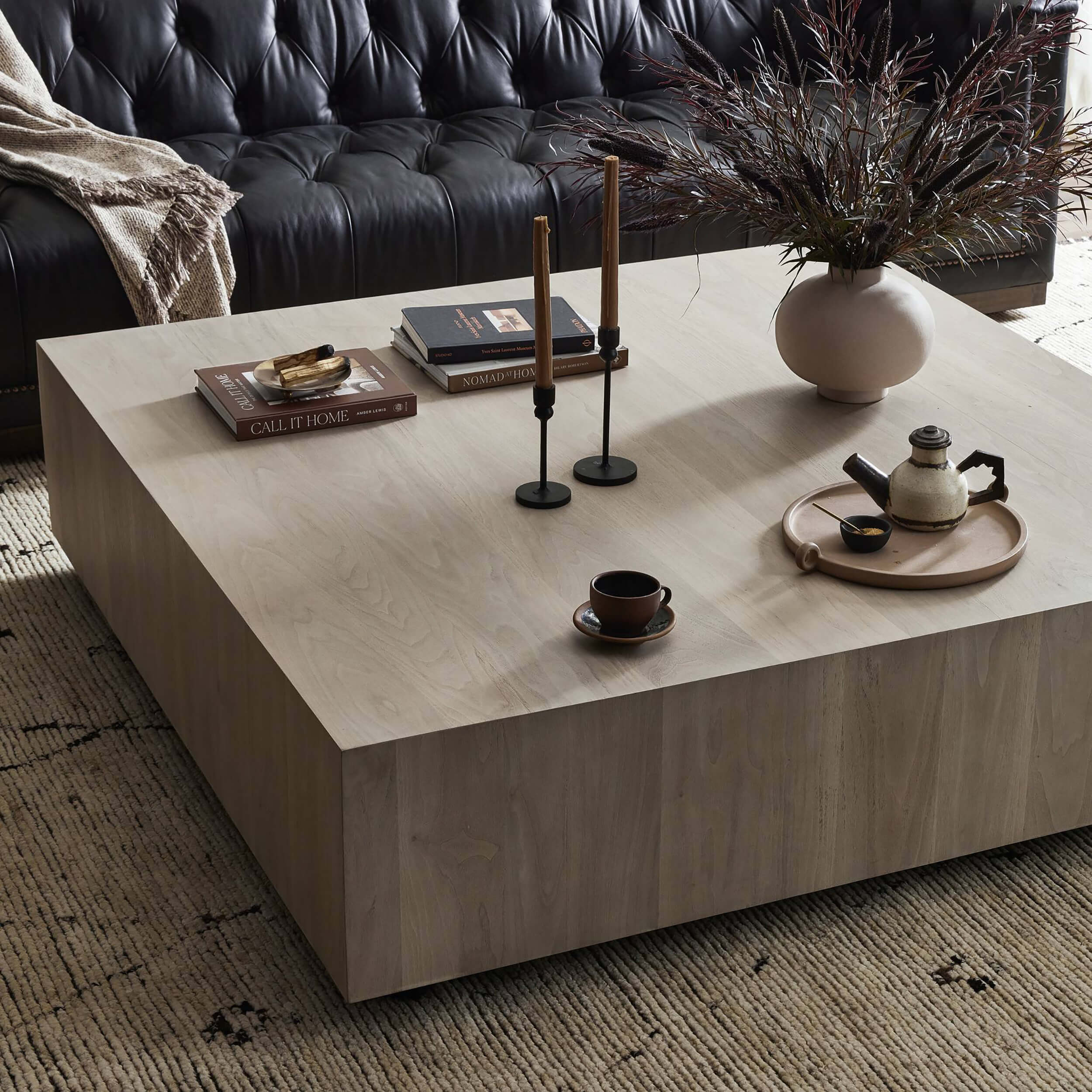 Hudson Large Square Coffee Table, Ashen Walnut by Four Hands - Image 5