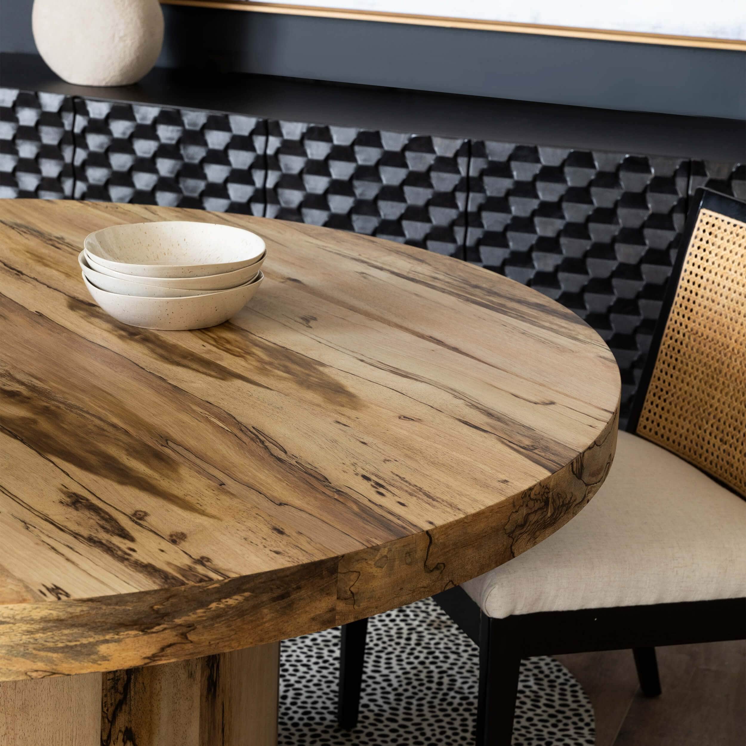 Hudson Round Dining Table, Spalted Primavera by Four Hands - Image 9