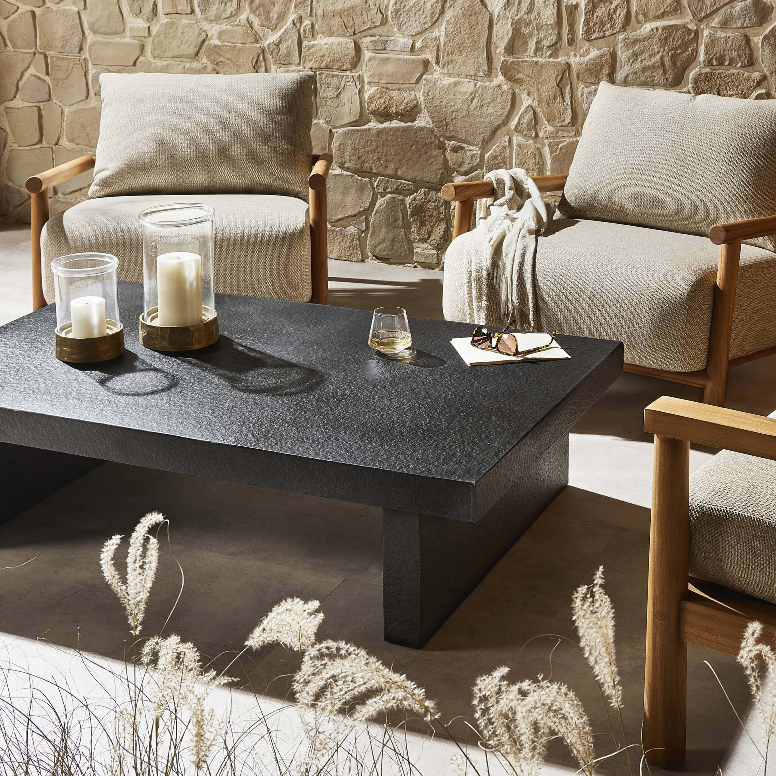 Huesca Outdoor Coffee Table, Distressed Graphite by Four Hands - Image 5