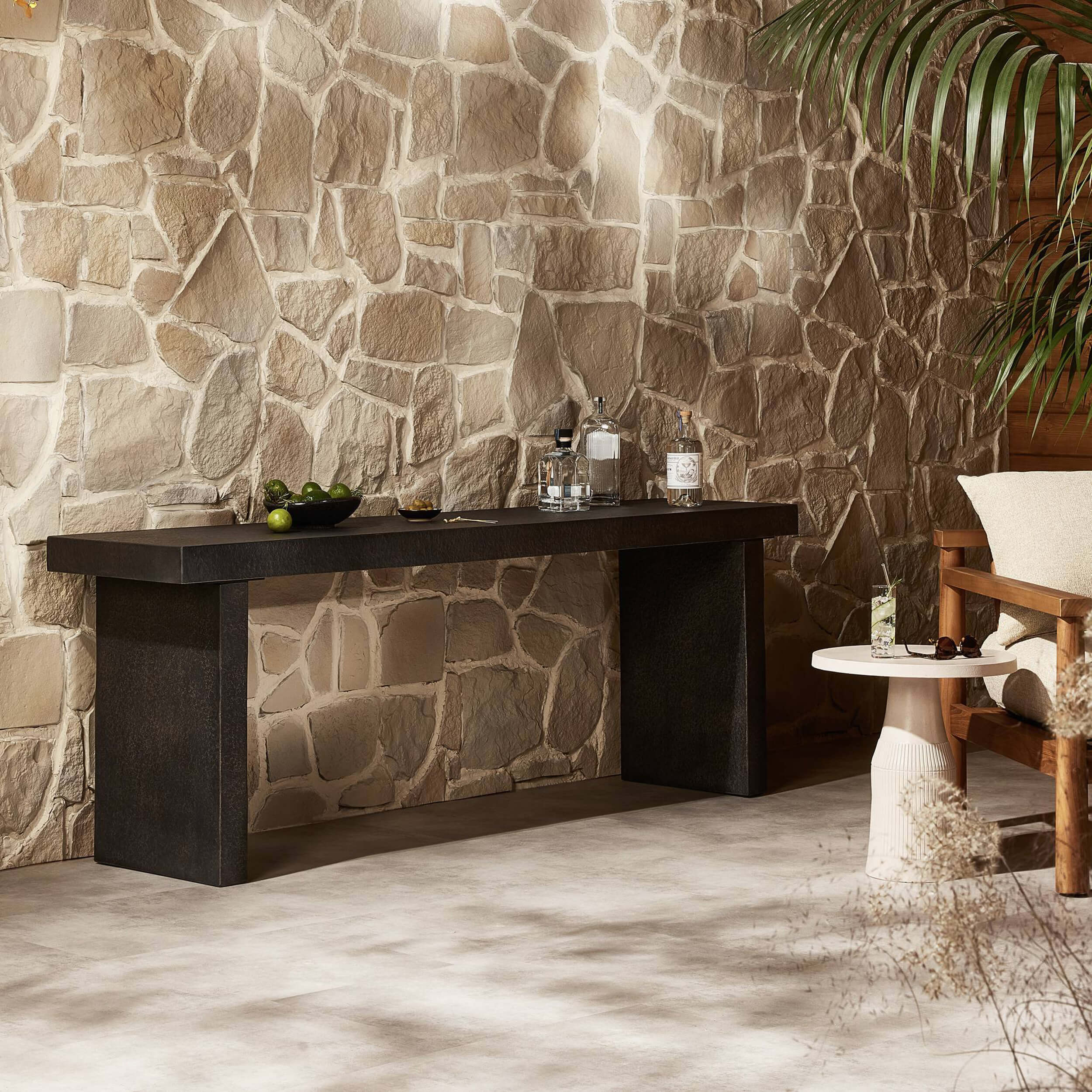 Huesca Outdoor Console Table, Distressed Graphite by Four Hands - Image 6