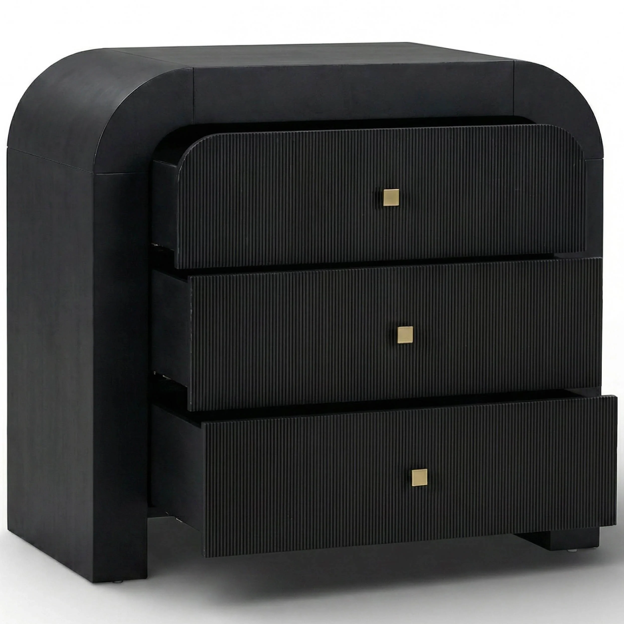 Hump 3 Drawer Bedside Chest, Black - Image 5