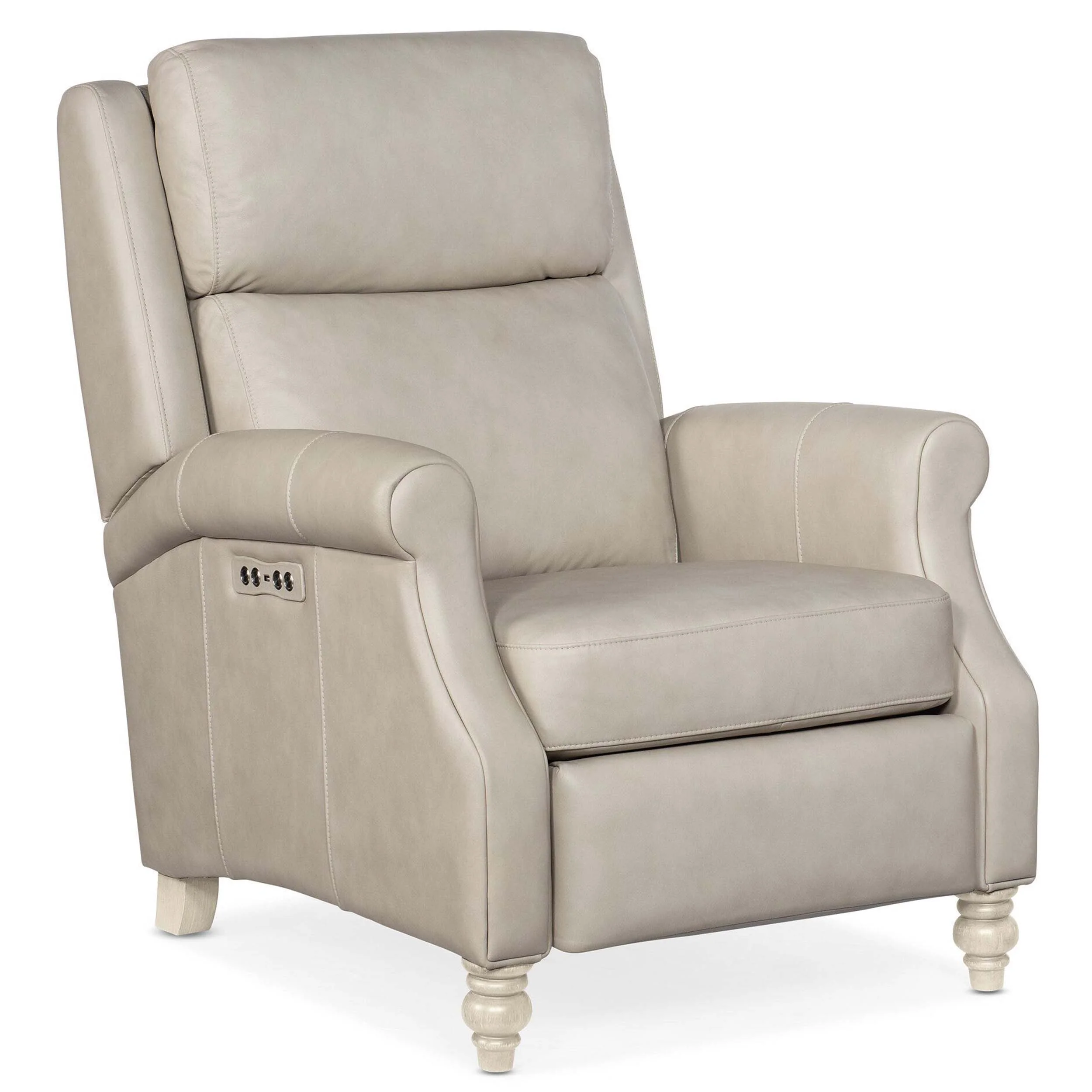 Hurley Leather Power Recliner, Aline Dove