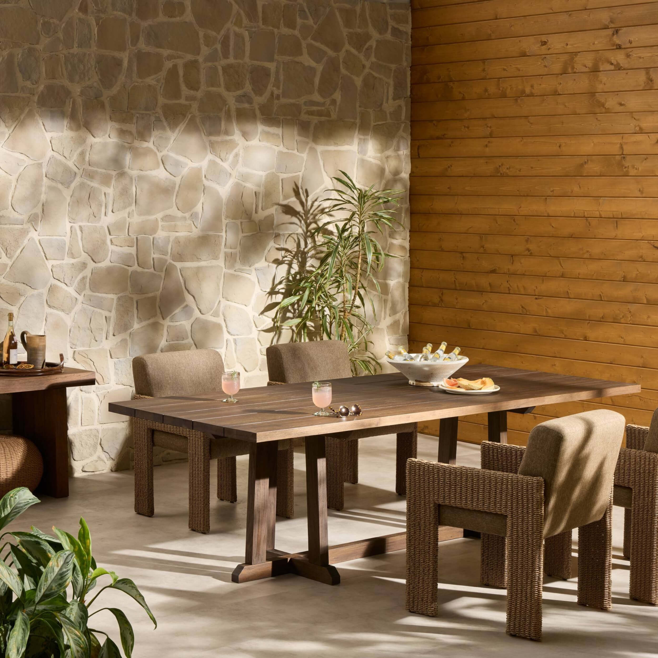 Indie Outdoor Rectangular Dining Table, Stained Saddle Brown by Four Hands - Image 5