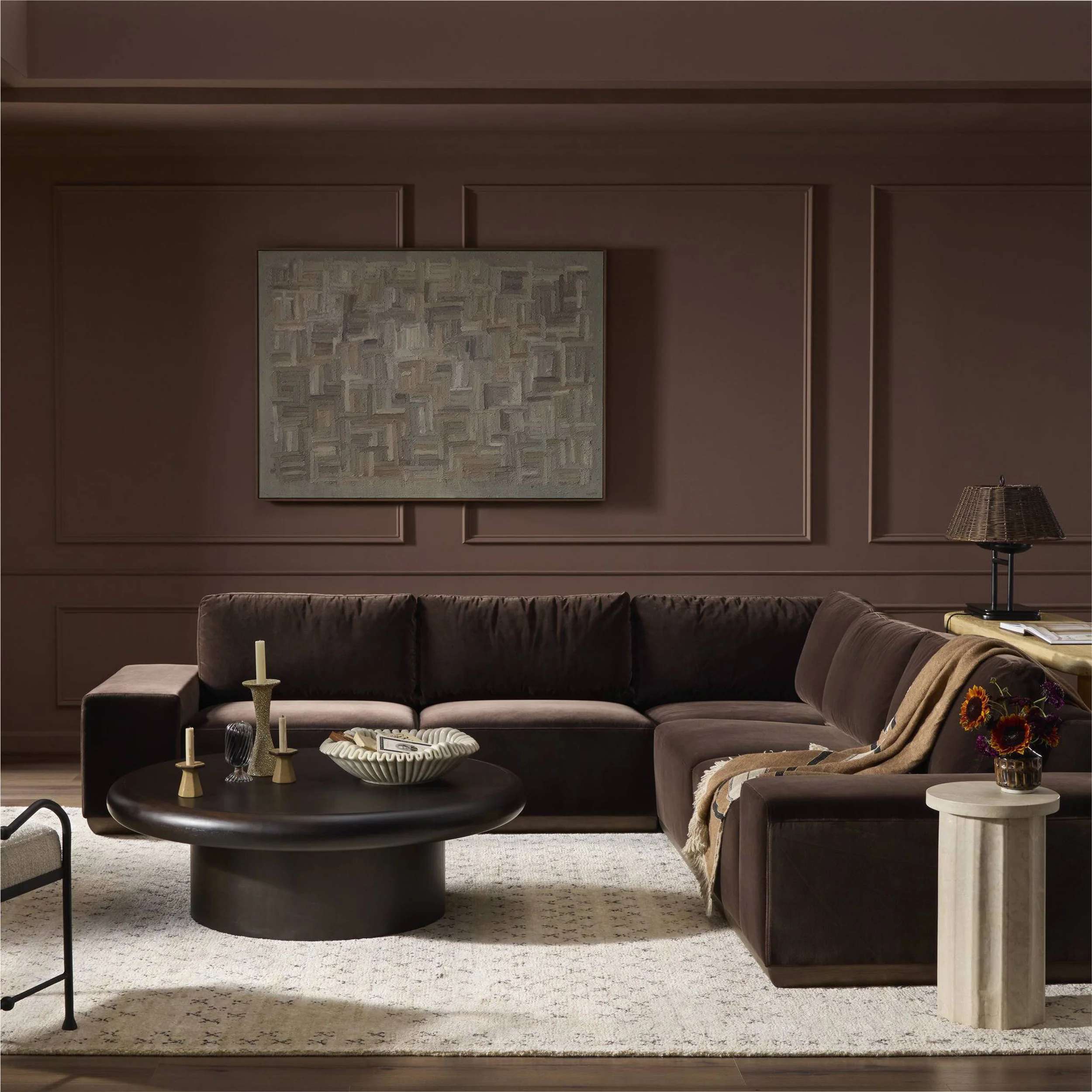 Isaiah 3 Piece Sectional, Surrey Cocoa by Four Hands - Image 6