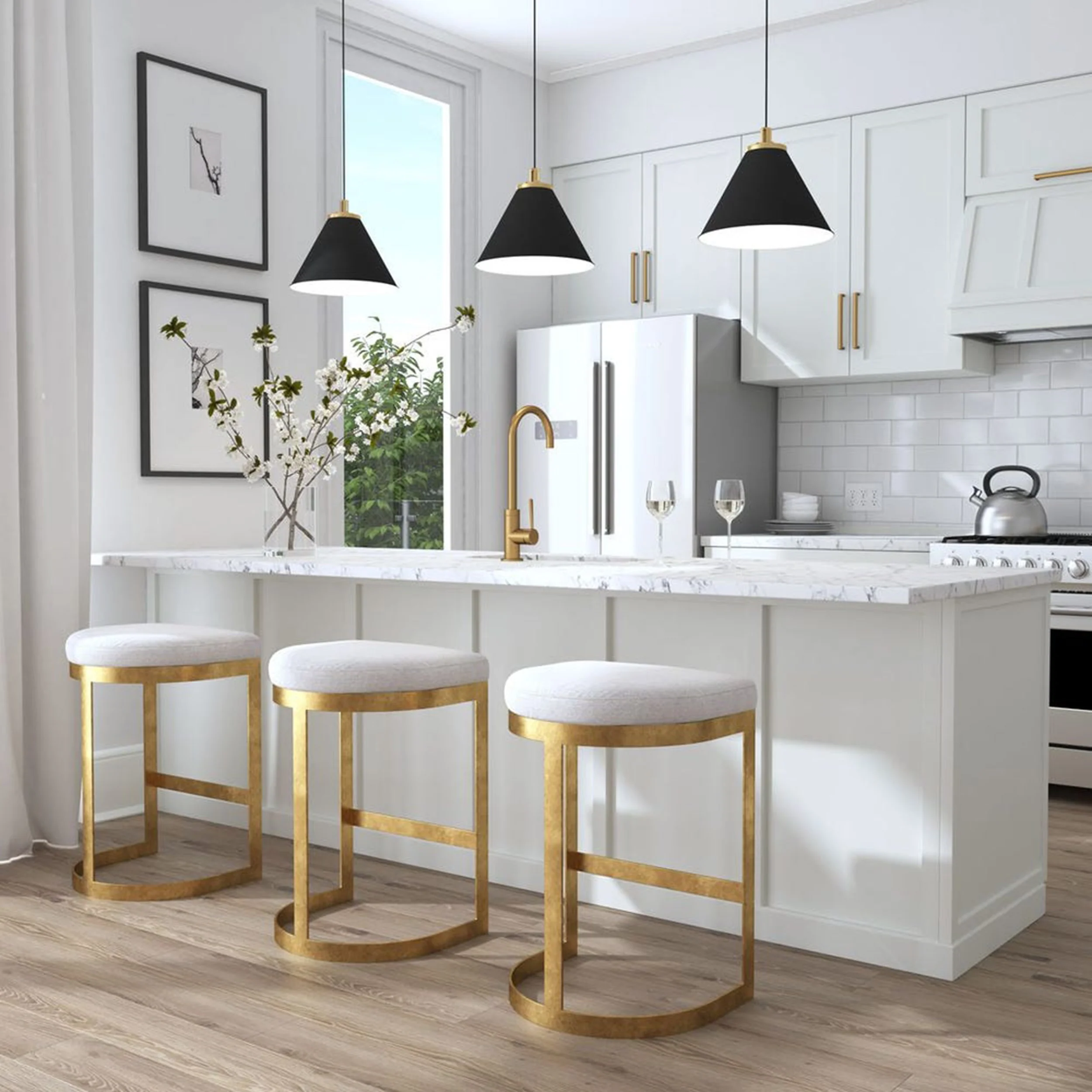Ivanna Counter Stool, Gold - Beige - Image 6