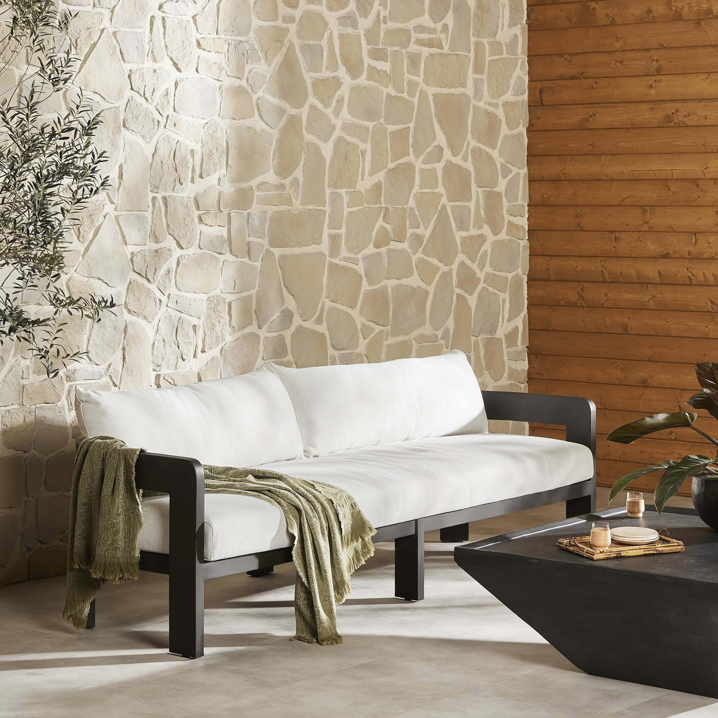 Jackson Outdoor Metal Sofa, Concha Fog by Four Hands - Image 6
