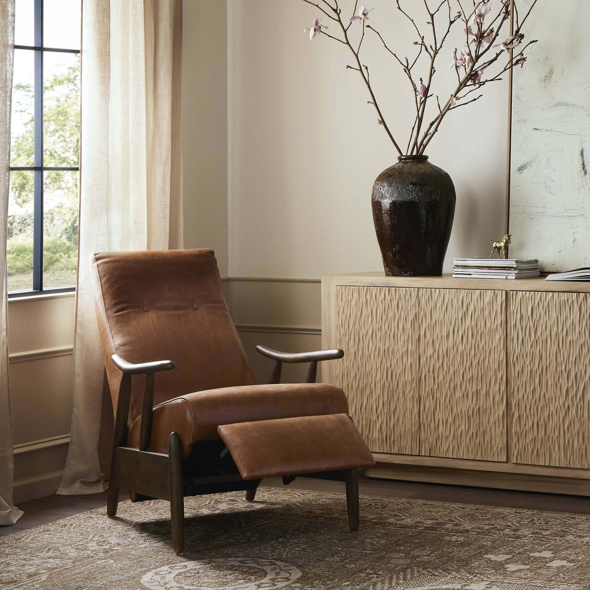 Jarvis Leather Recliner, Dakota Tobacco by Four Hands - Image 8