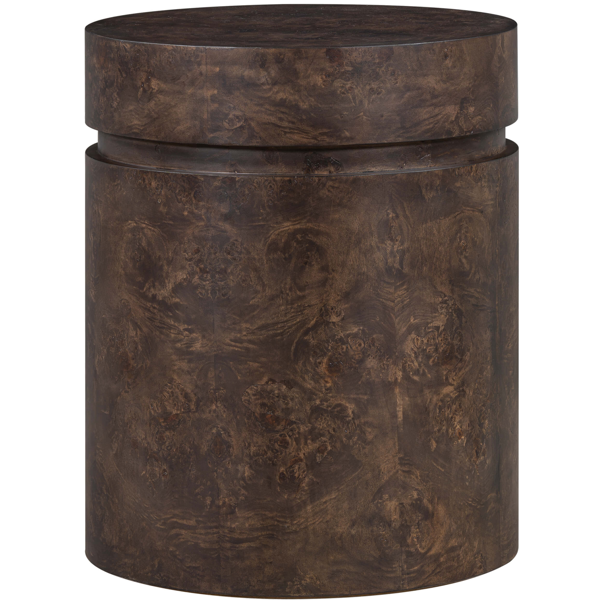 Jax End Table, Chocolate Burl