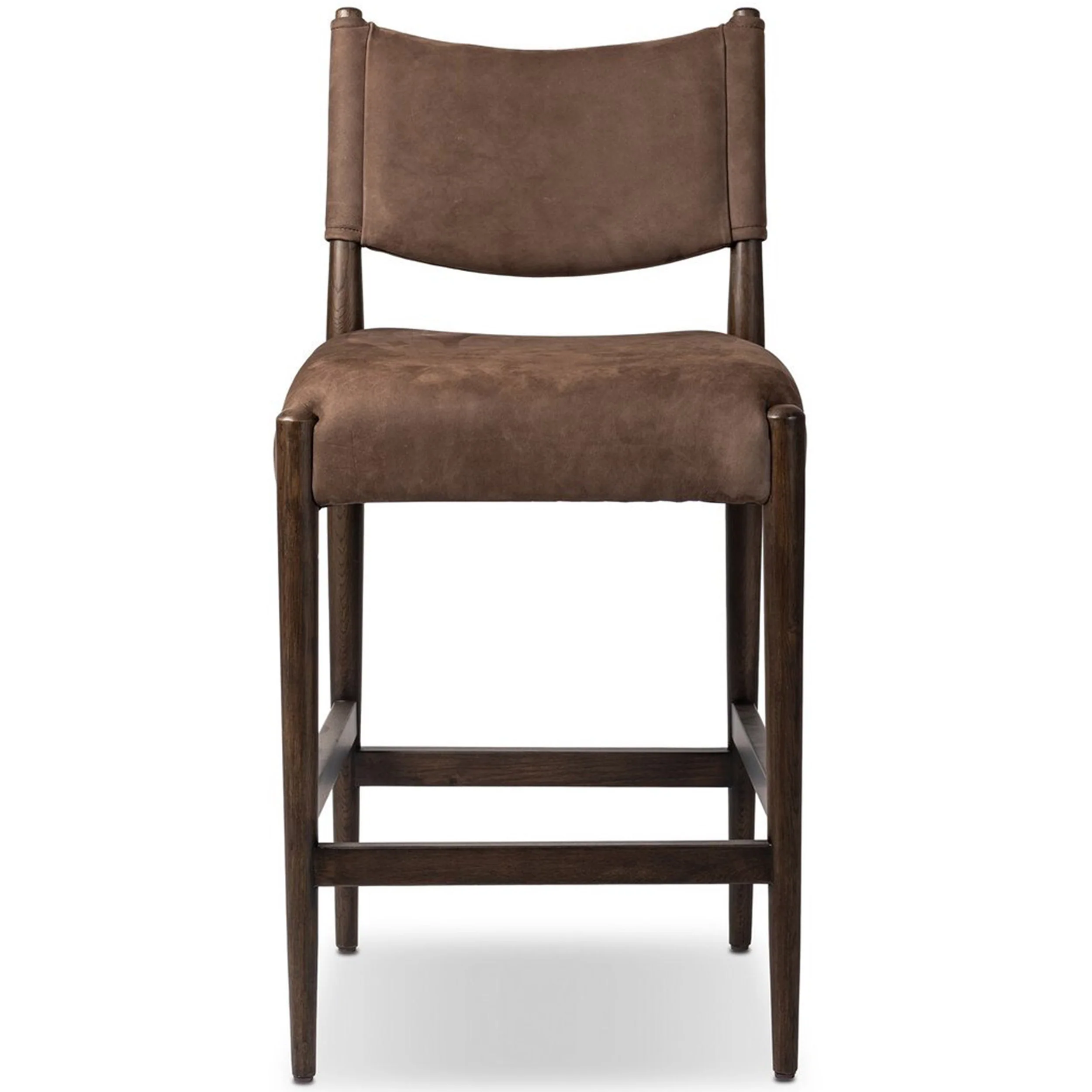 Jayla Leather Counter Stool, Nubuck Cigar by Four Hands - Image 2