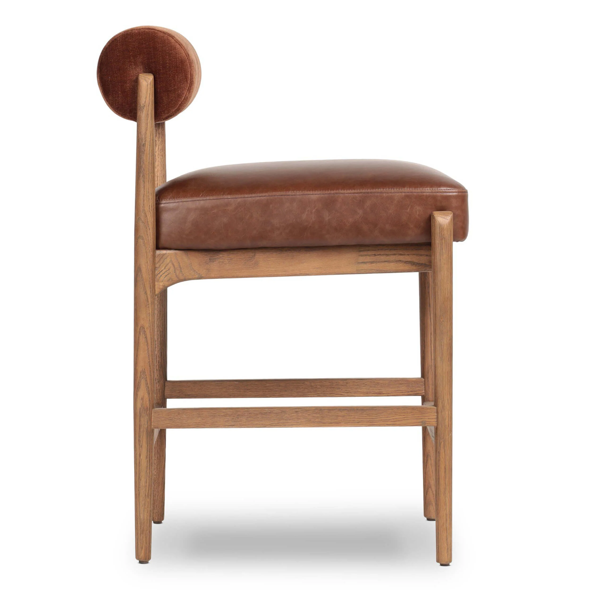 Jazelle Leather Bar & Counter Stool, Altair Sienna/Havana Brown by Four Hands - Image 4