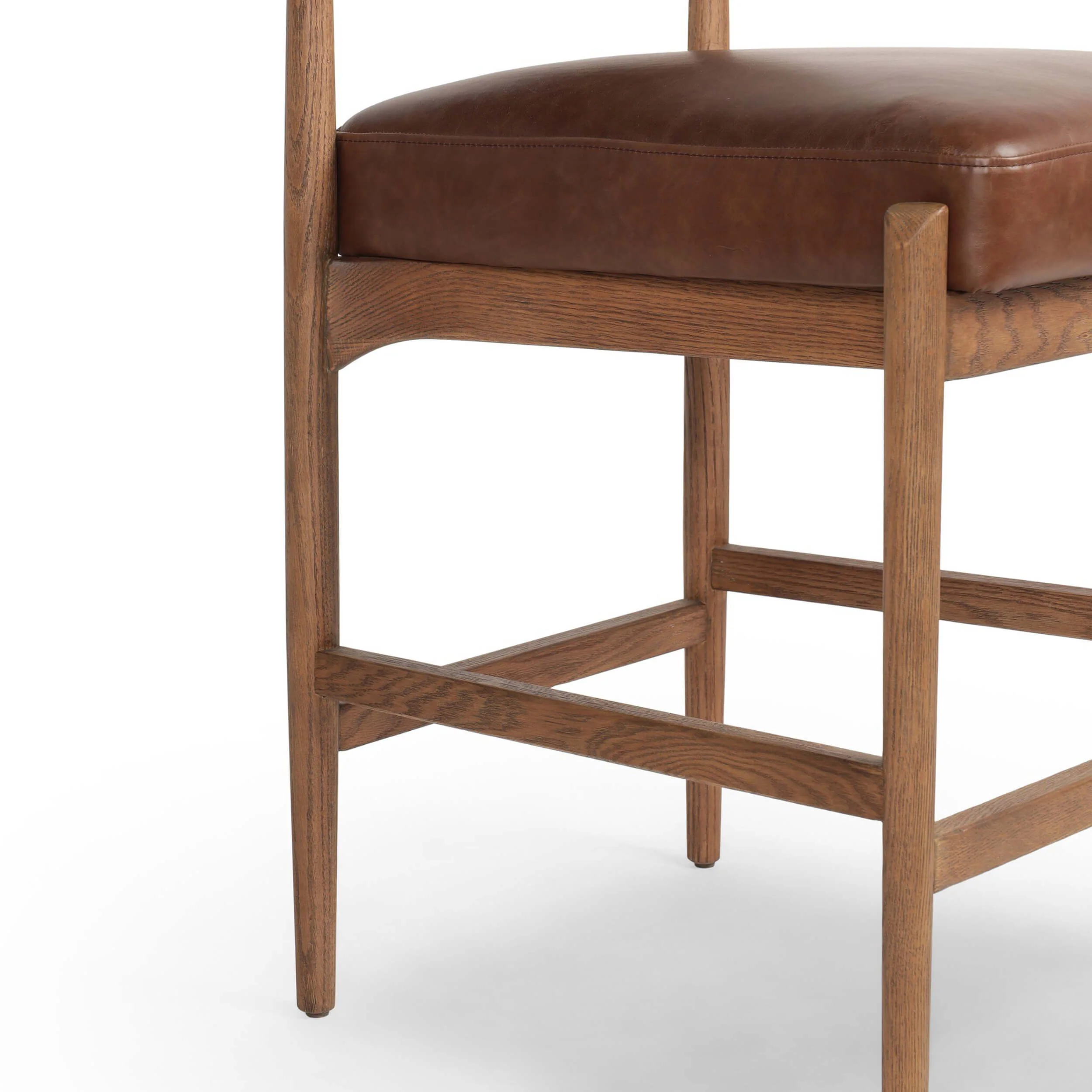Jazelle Leather Bar & Counter Stool, Taupe Shearling/Havana Brown by Four Hands - Image 5
