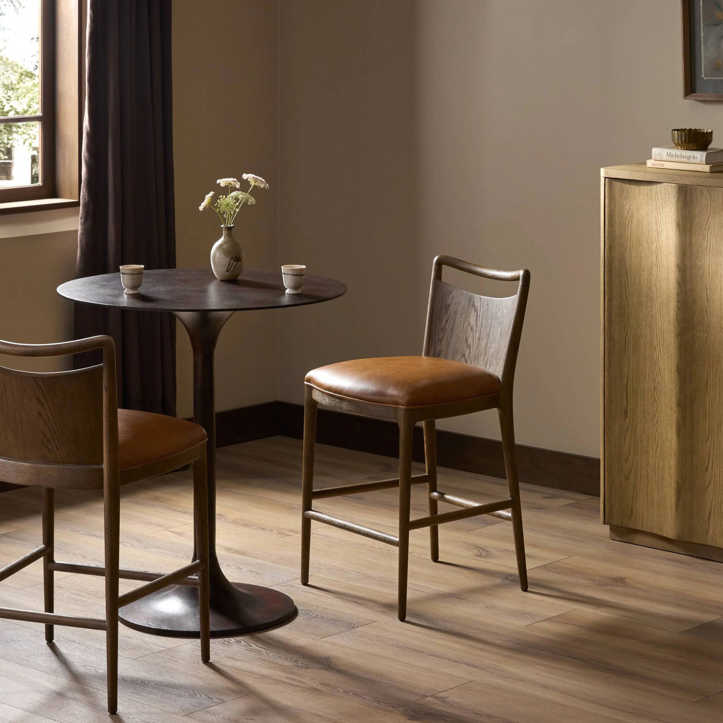 Jessen Leather Counter Stool, Sonoma Chestnut by Four Hands - Image 8