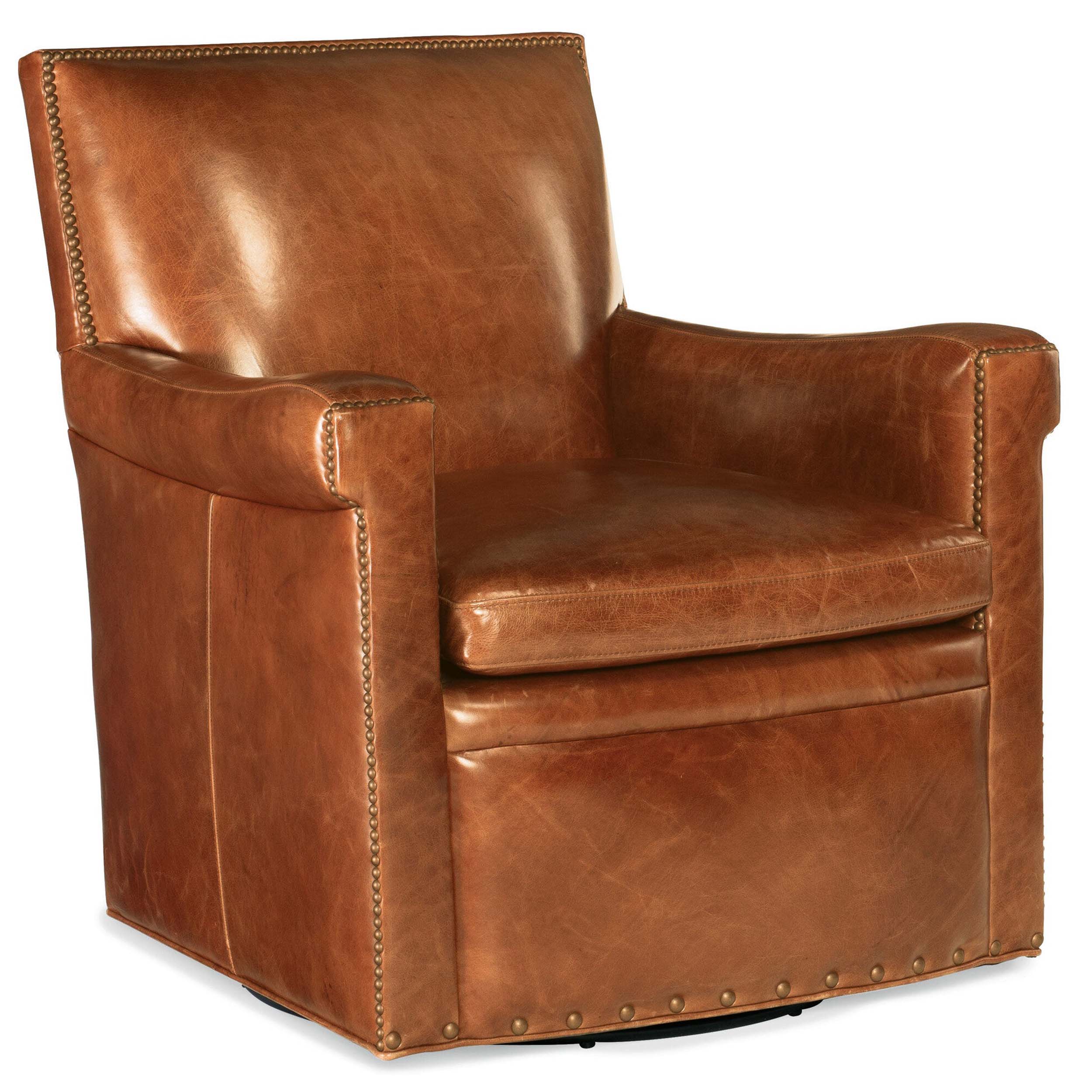 Jilian Leather Swivel Club Chair, Huntington Morrison