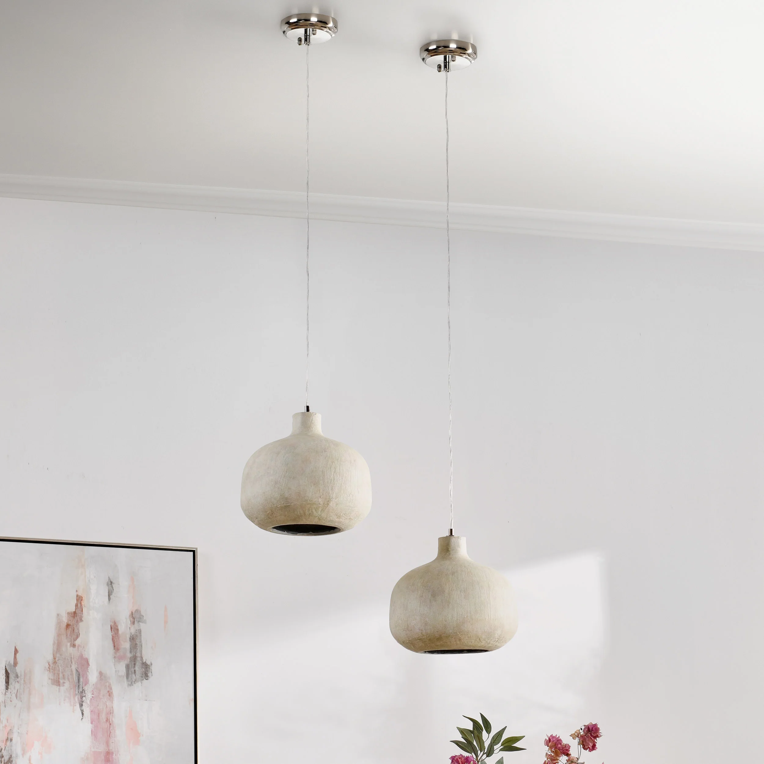 Jodi Round Pendant, Antique White - Image 4