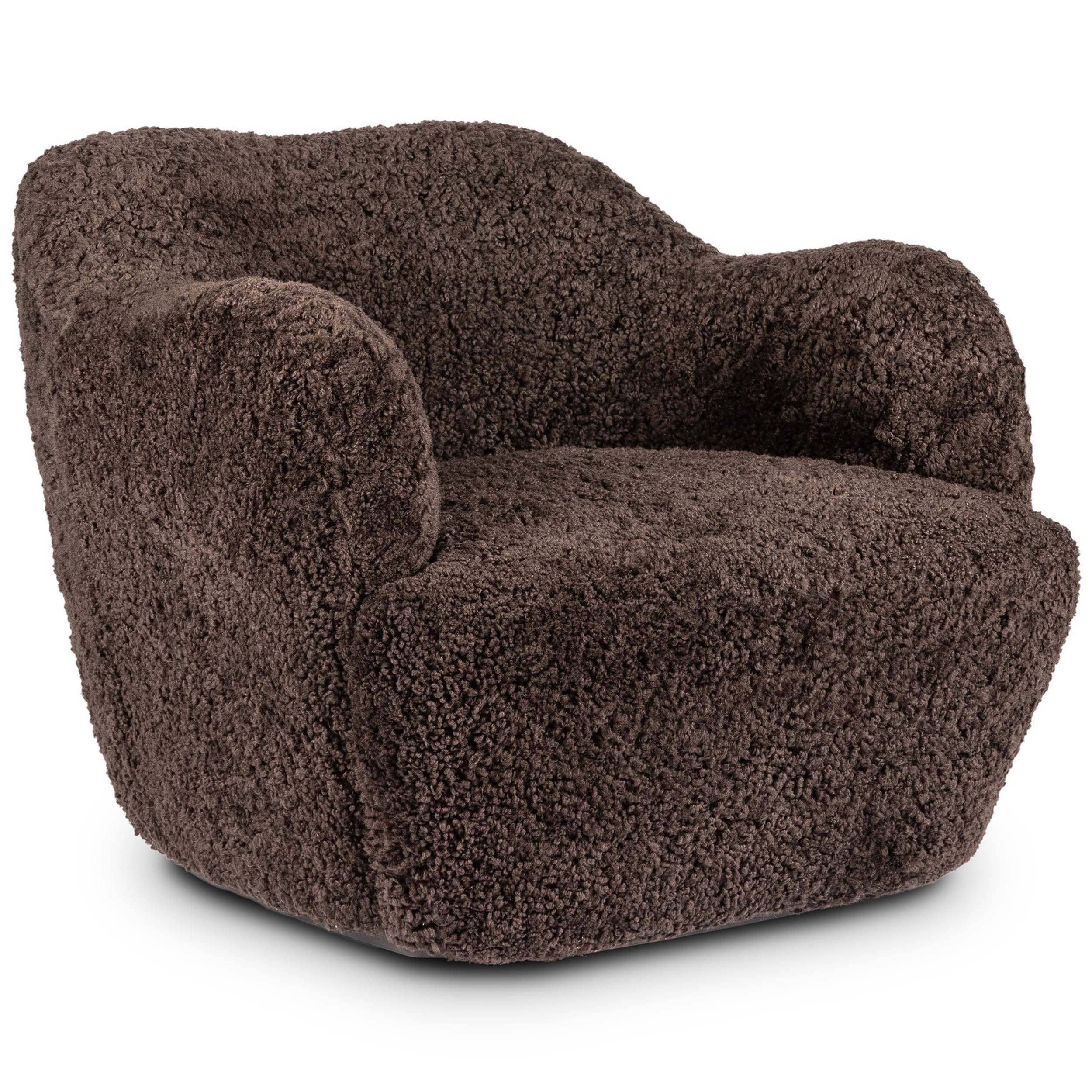 Julius Swivel Chair, Cocoa Shearling by Four Hands