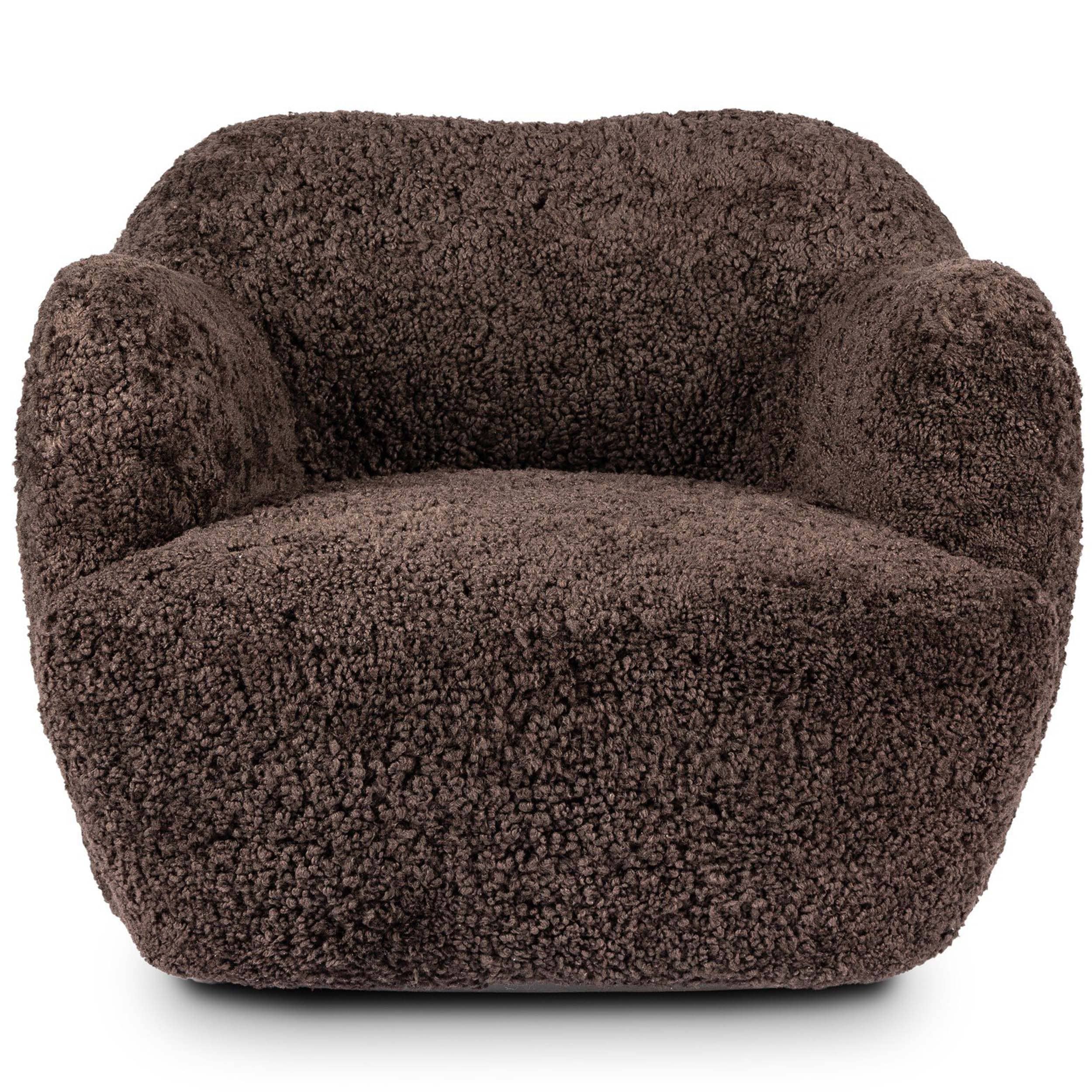 Julius Swivel Chair, Cocoa Shearling by Four Hands - Image 2