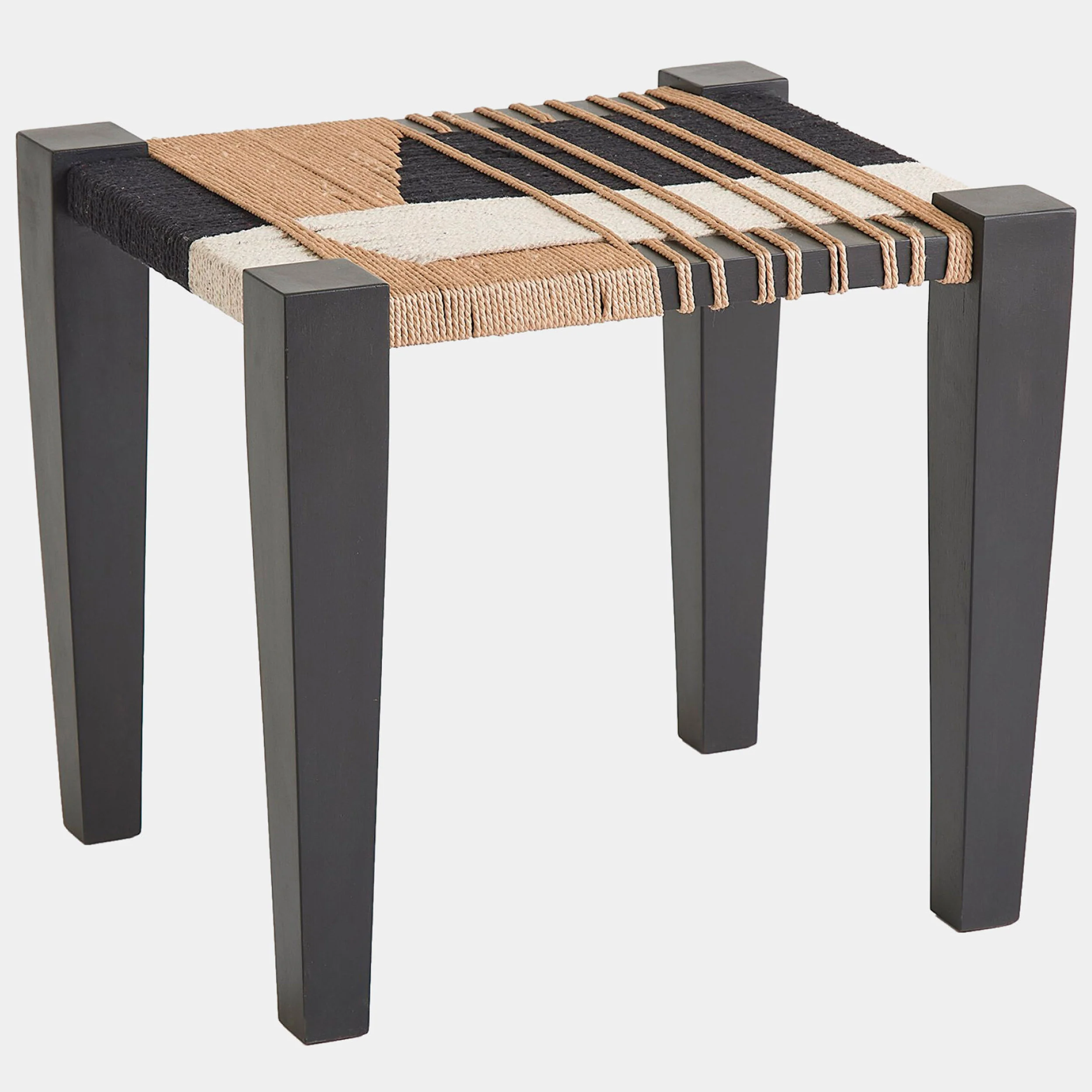 Jute Stool, Black/Natural