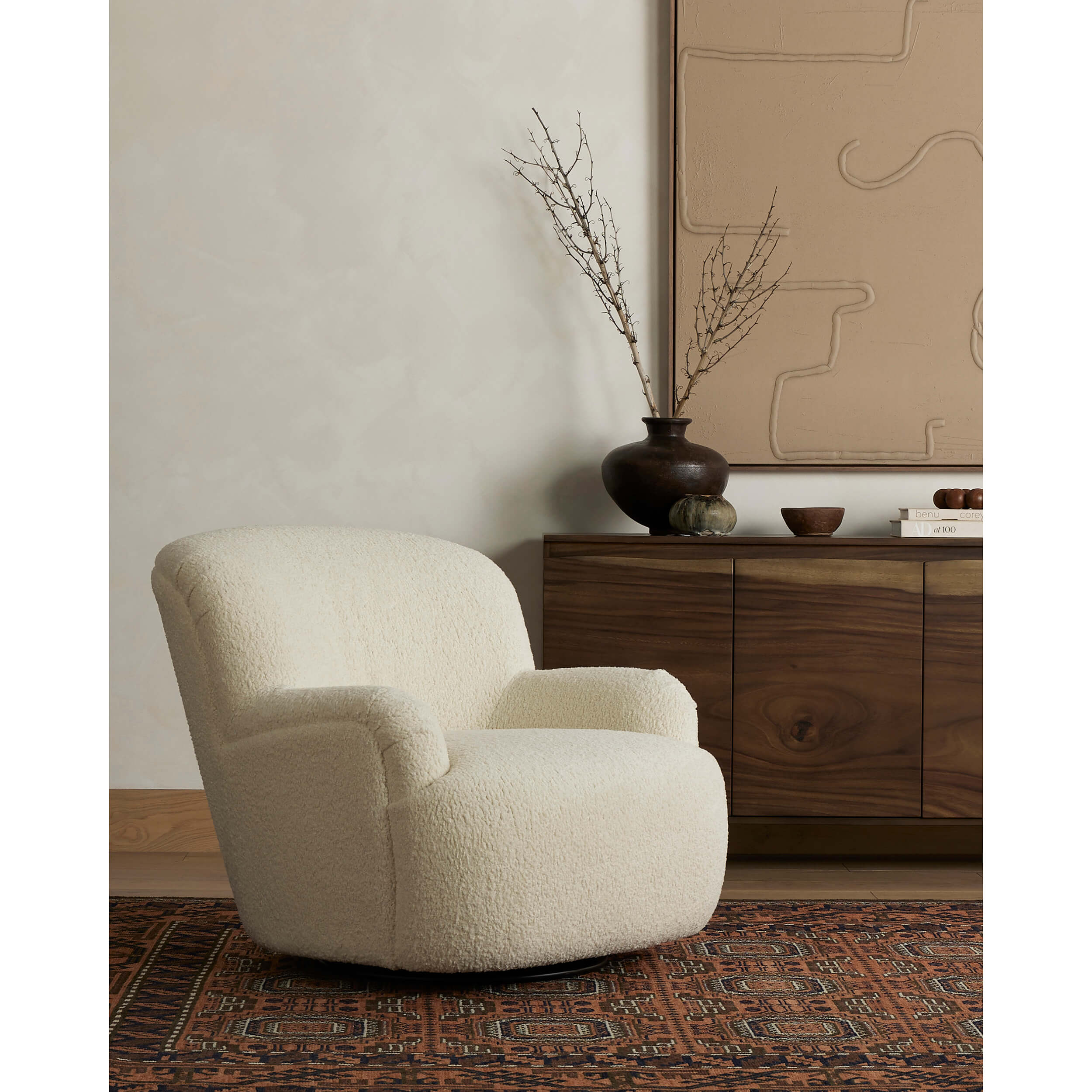 Kadon Swivel Chair, Sheepskin Natural by Four Hands - Image 5