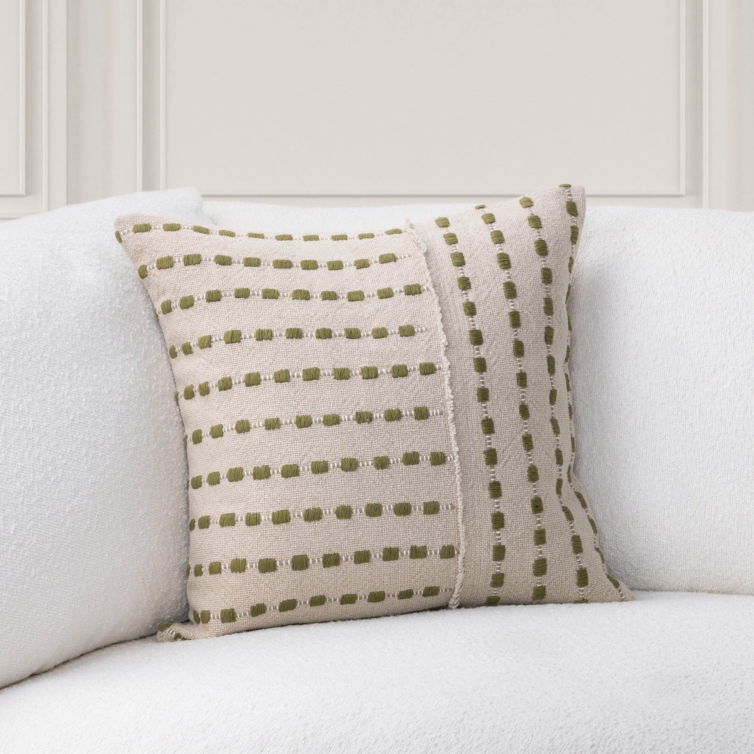 Katia Pillow, Natural/Olive Green - Image 3
