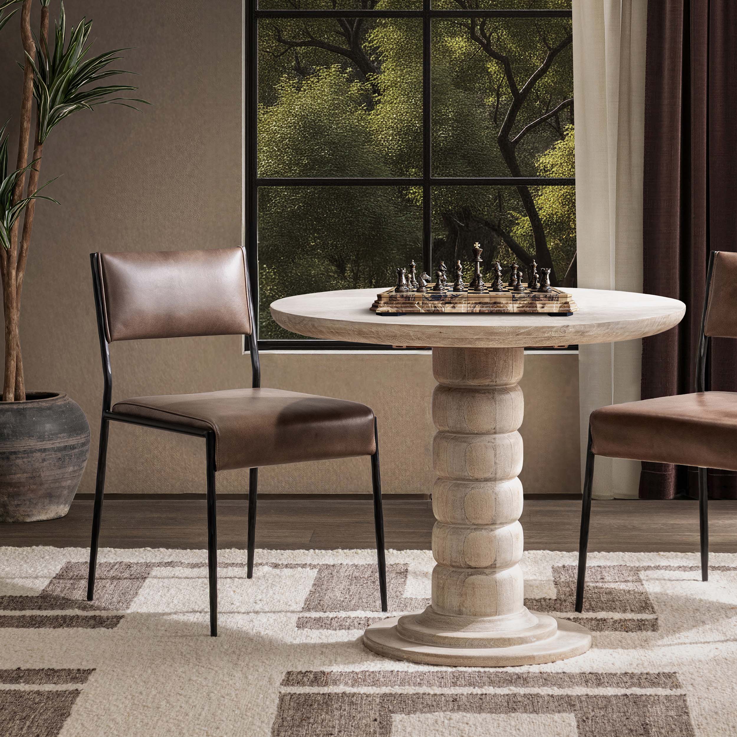Kayne Leather Dining Chair Set of 2, Sand - Image 6