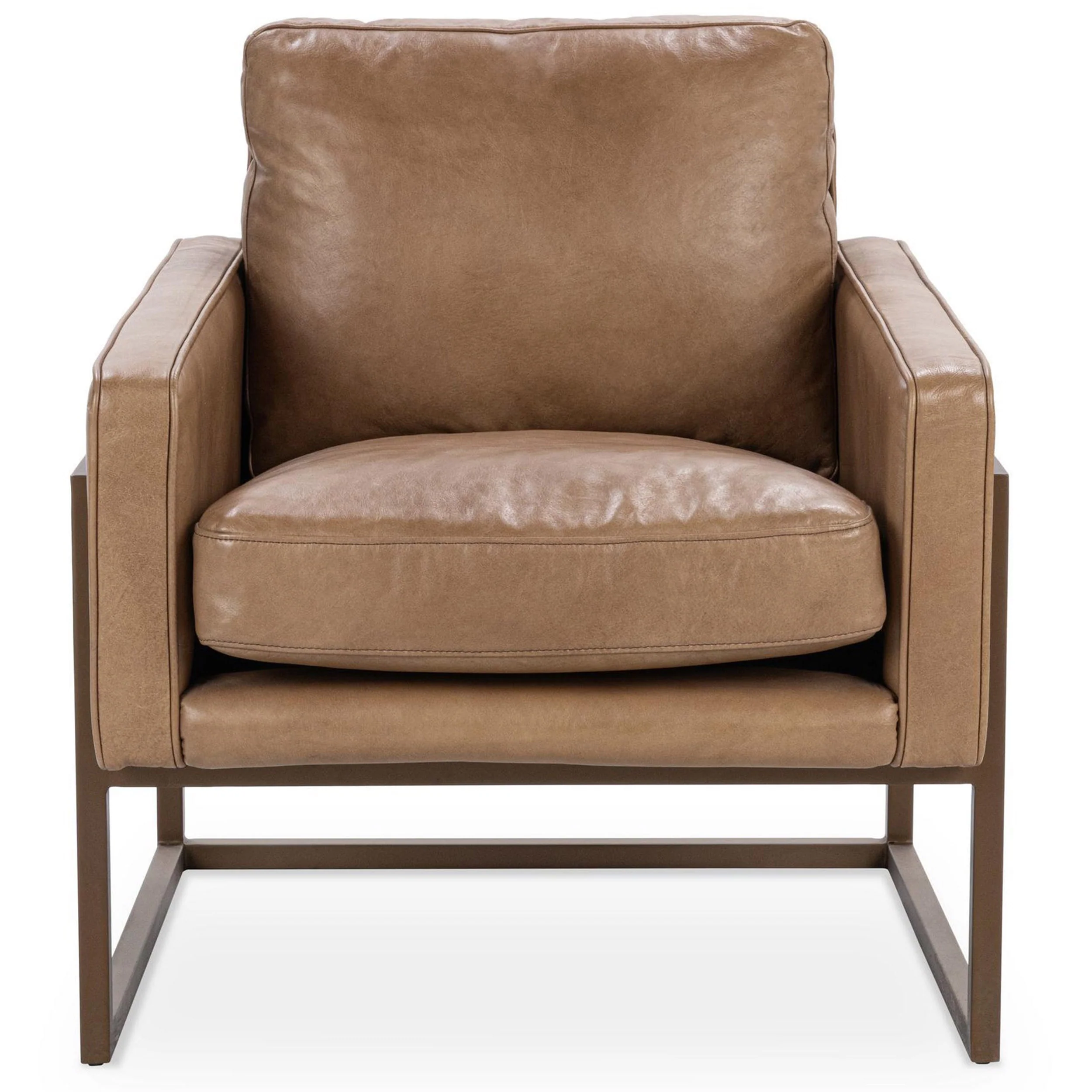 Ken Leather Accent Chair, Tan - Image 2