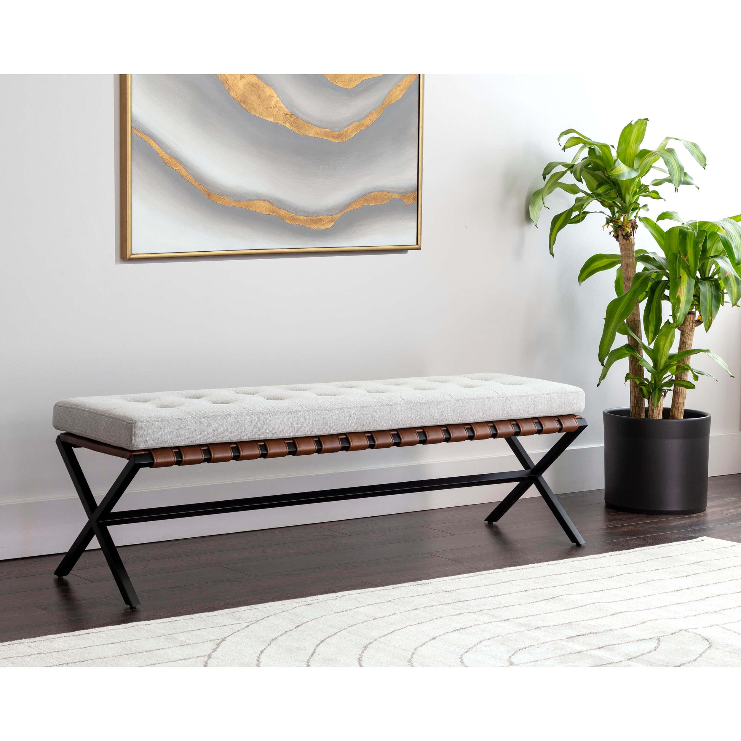 Kenji Small Bench, Mina Light Grey - Image 3