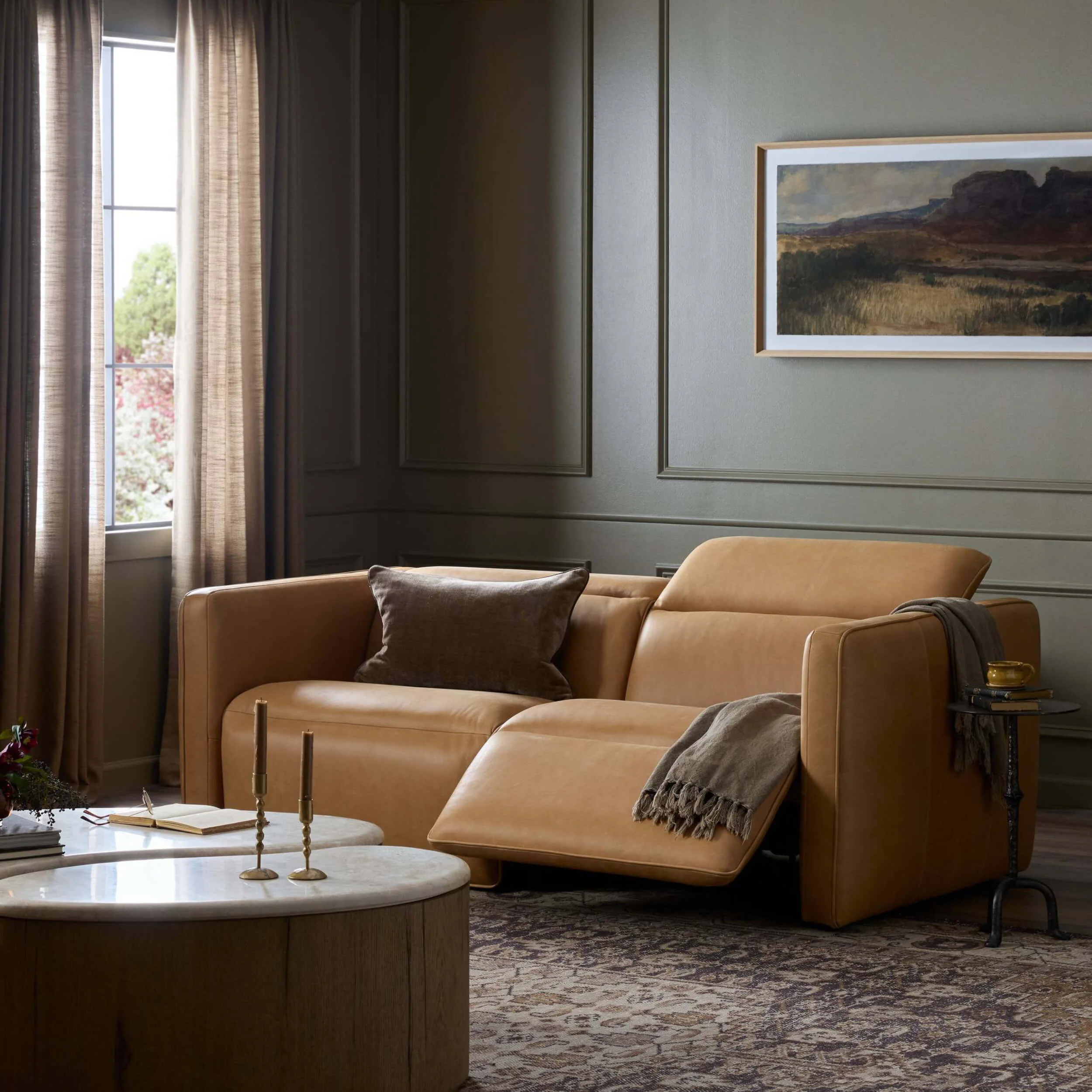Kenlee Leather Power Recliner 2 Piece Sectional, Palermo Cognac by Four Hands - Image 5