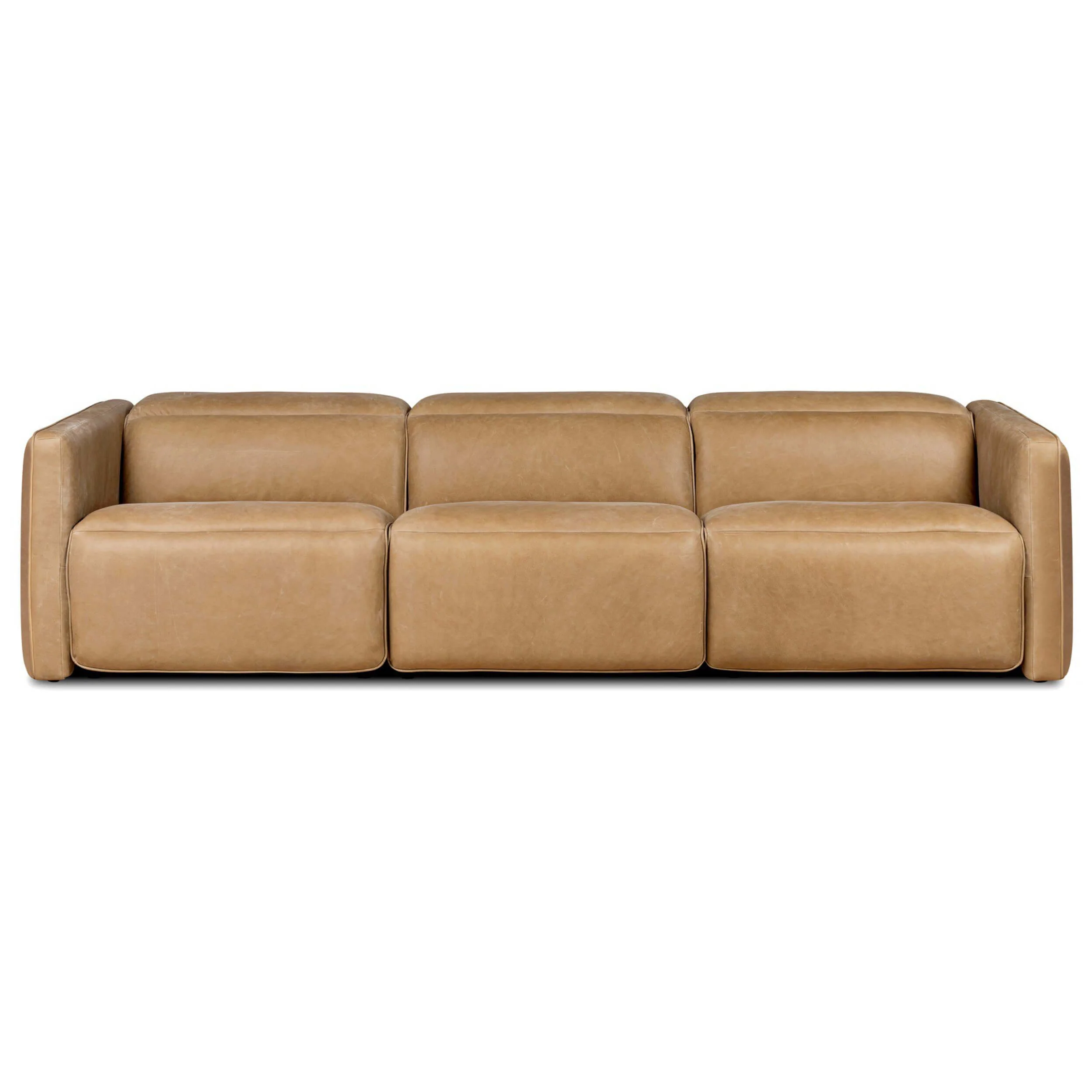 Kenlee Leather Power Recliner 3 Piece Sectional, Palermo Cognac by Four Hands