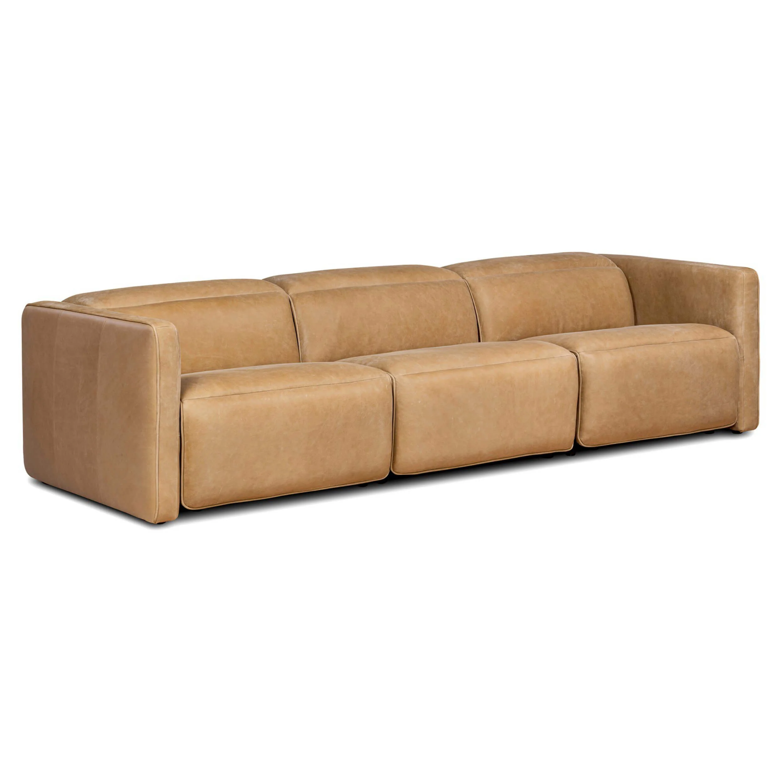 Kenlee Leather Power Recliner 3 Piece Sectional, Palermo Cognac by Four Hands - Image 2