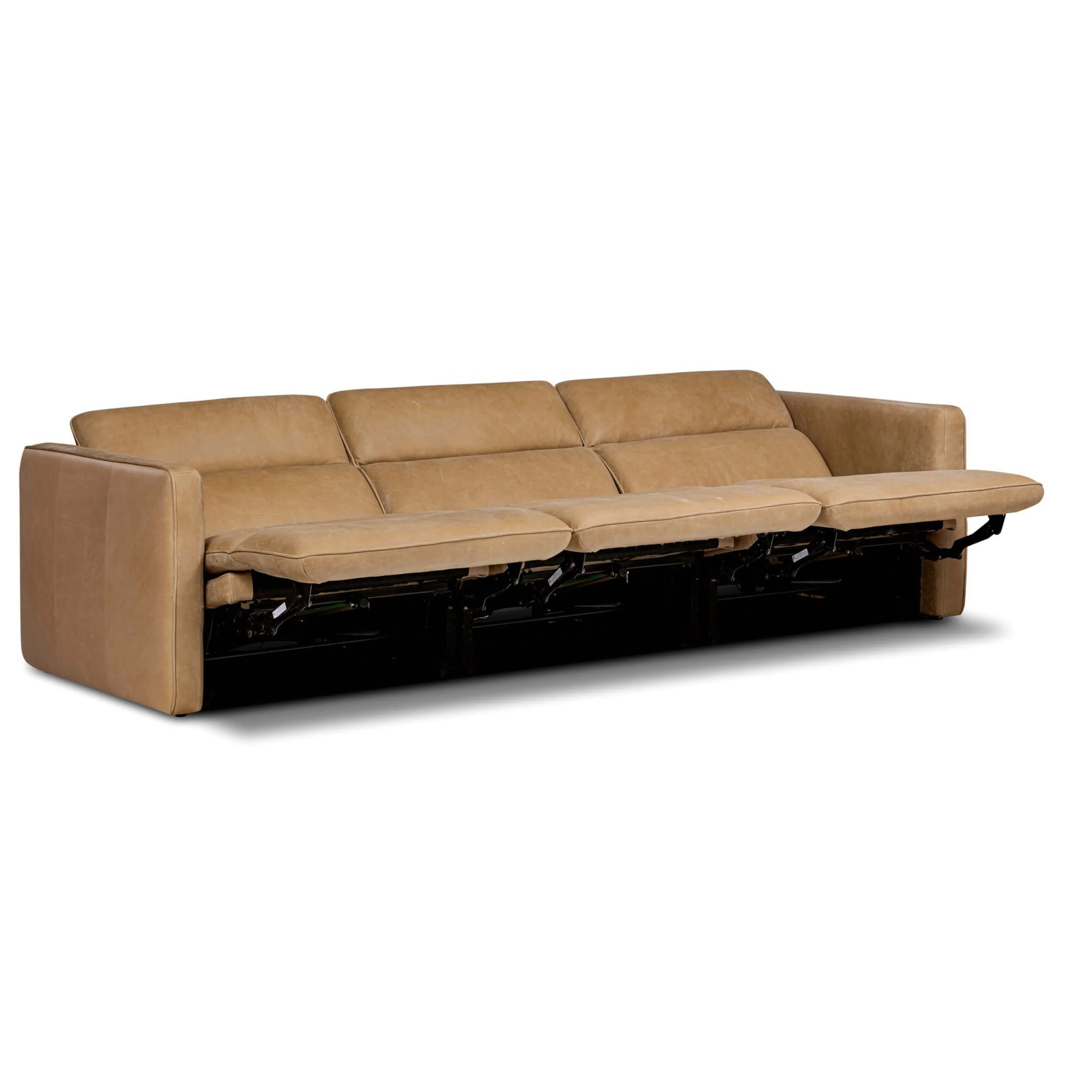 Kenlee Leather Power Recliner 3 Piece Sectional, Palermo Cognac by Four Hands - Image 4
