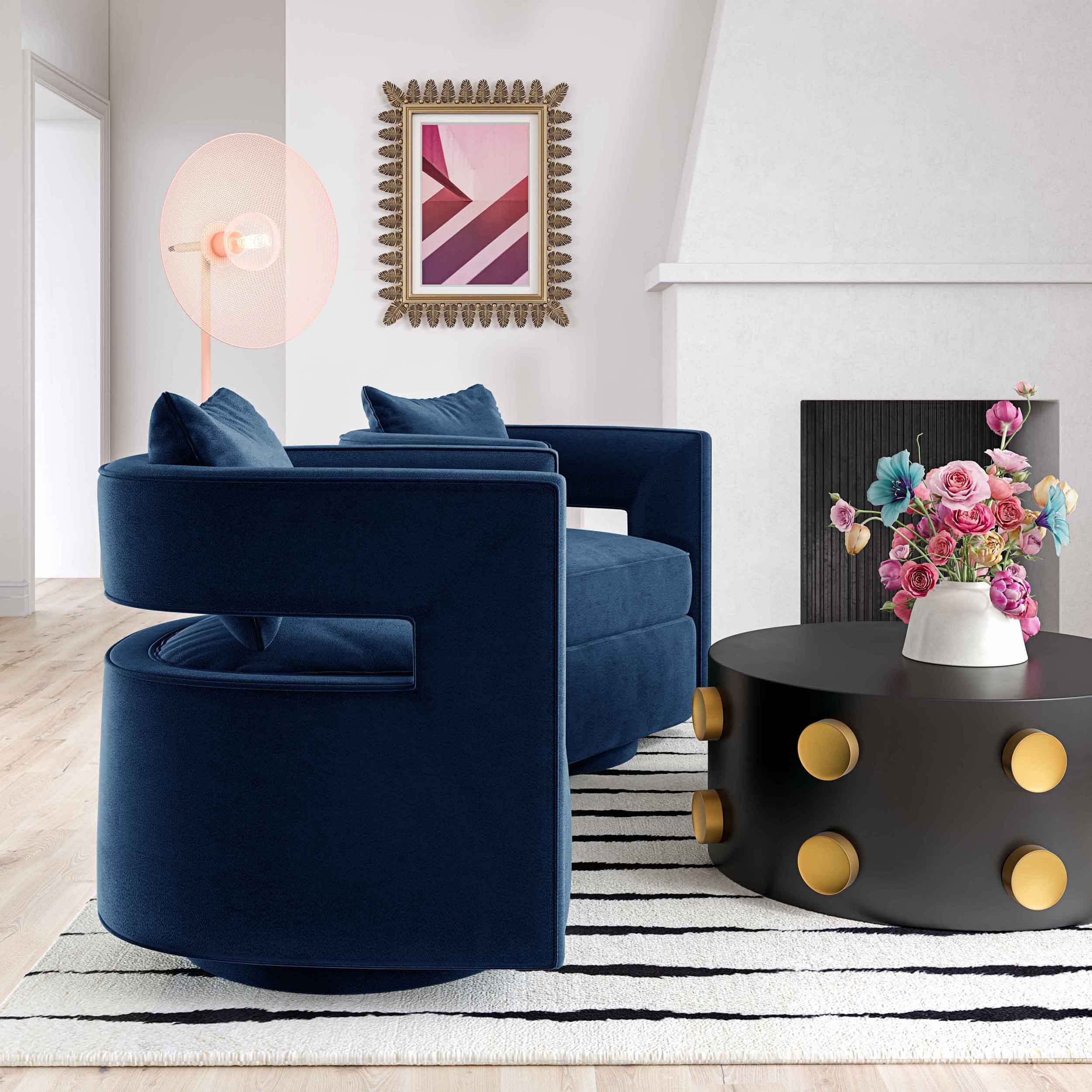 Kenneth Swivel Chair, Navy - Image 5