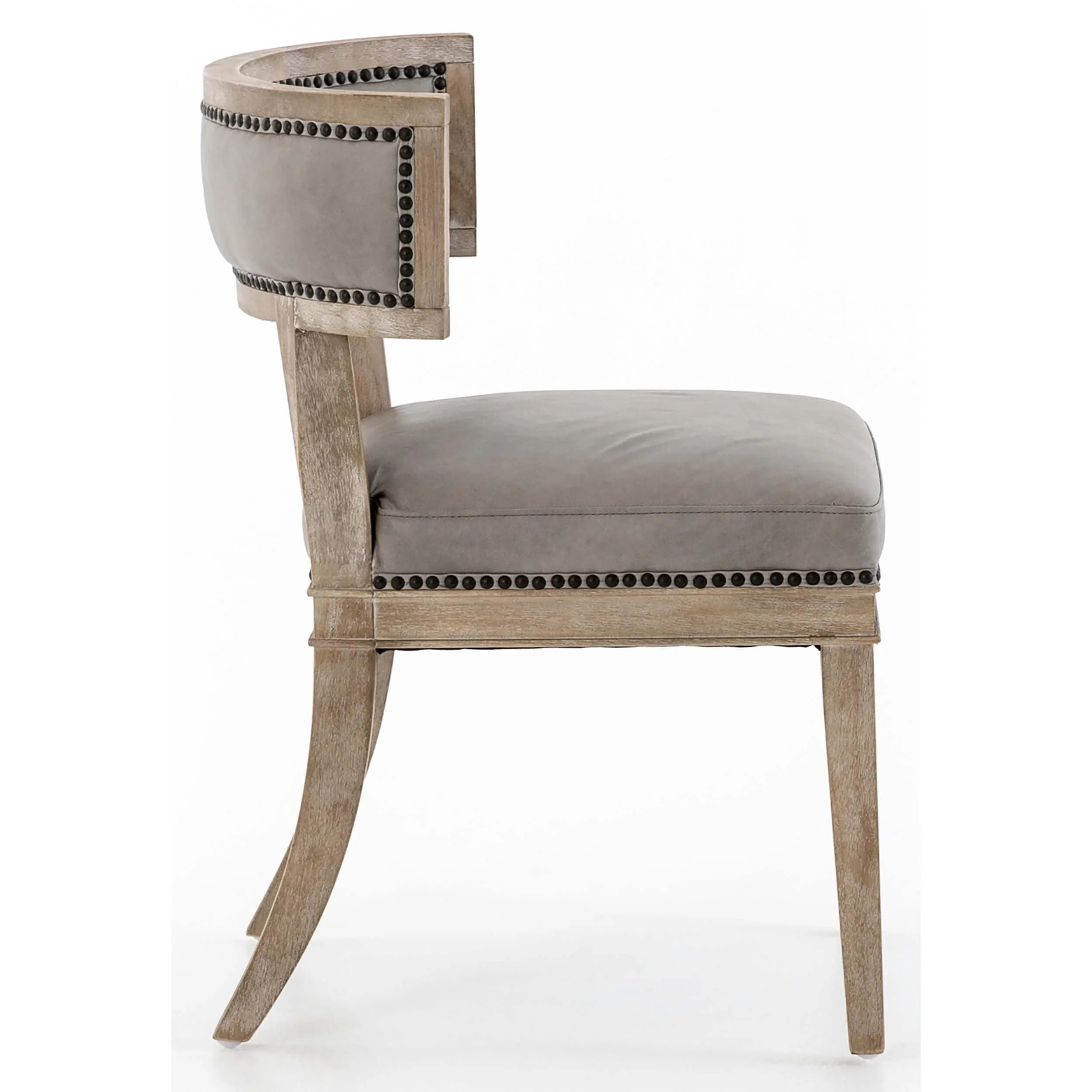 Carter Leather Dining Chair, Light Grey, Set of 2 by Four Hands - Image 3