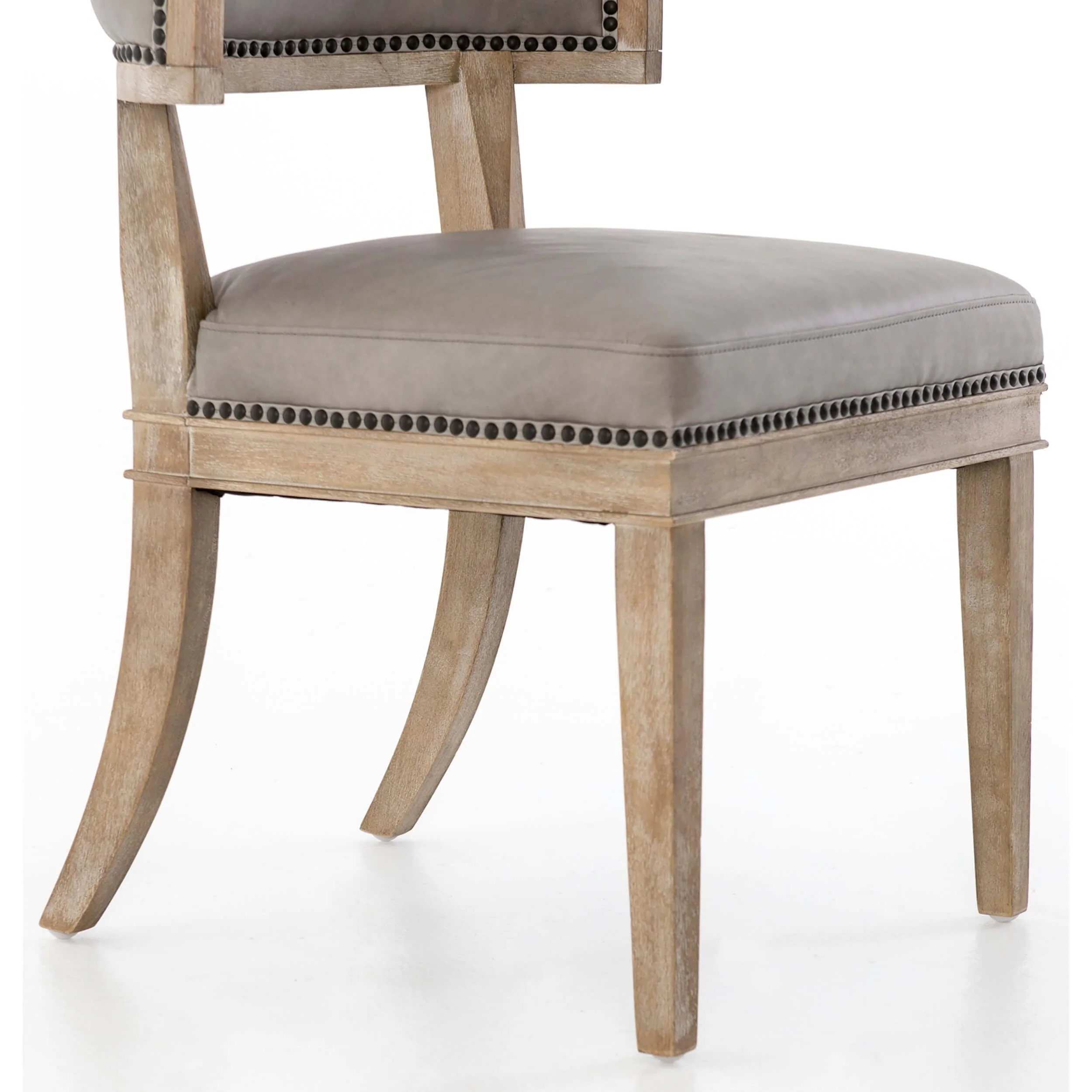 Carter Leather Dining Chair, Light Grey, Set of 2 by Four Hands - Image 6