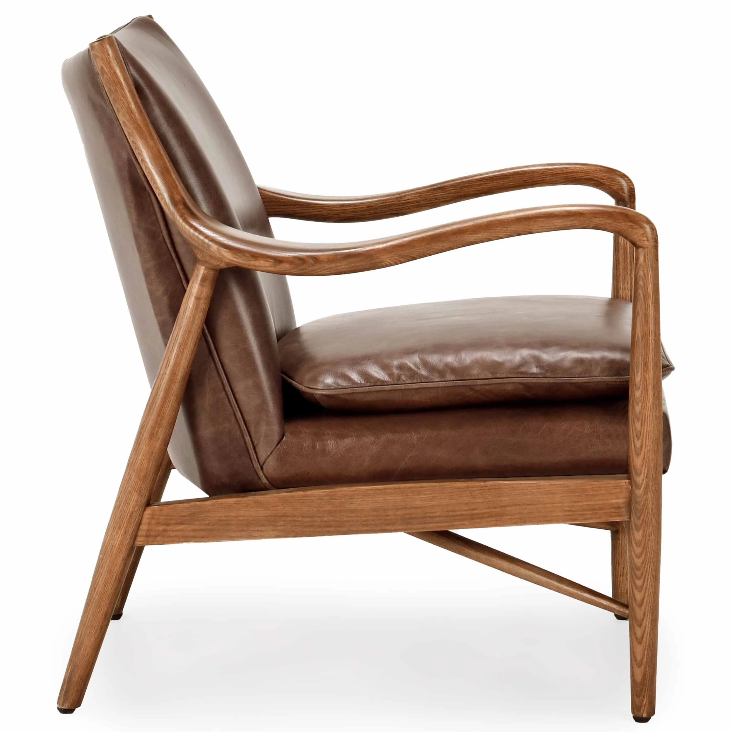 Kiannah Leather Chair, Barrel Brown - Image 3