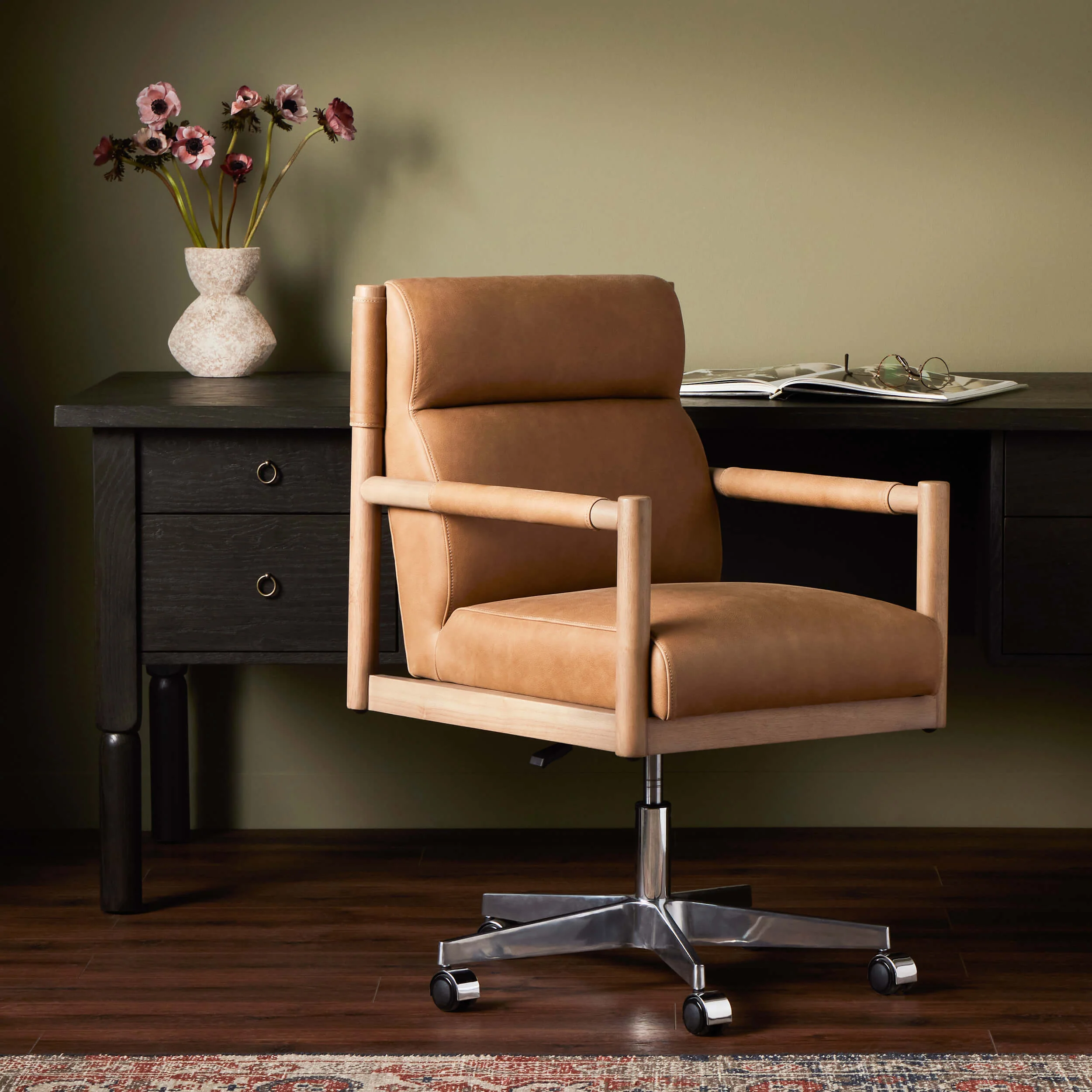 Kiano Leather Desk Chair, Palermo Drift - Image 5