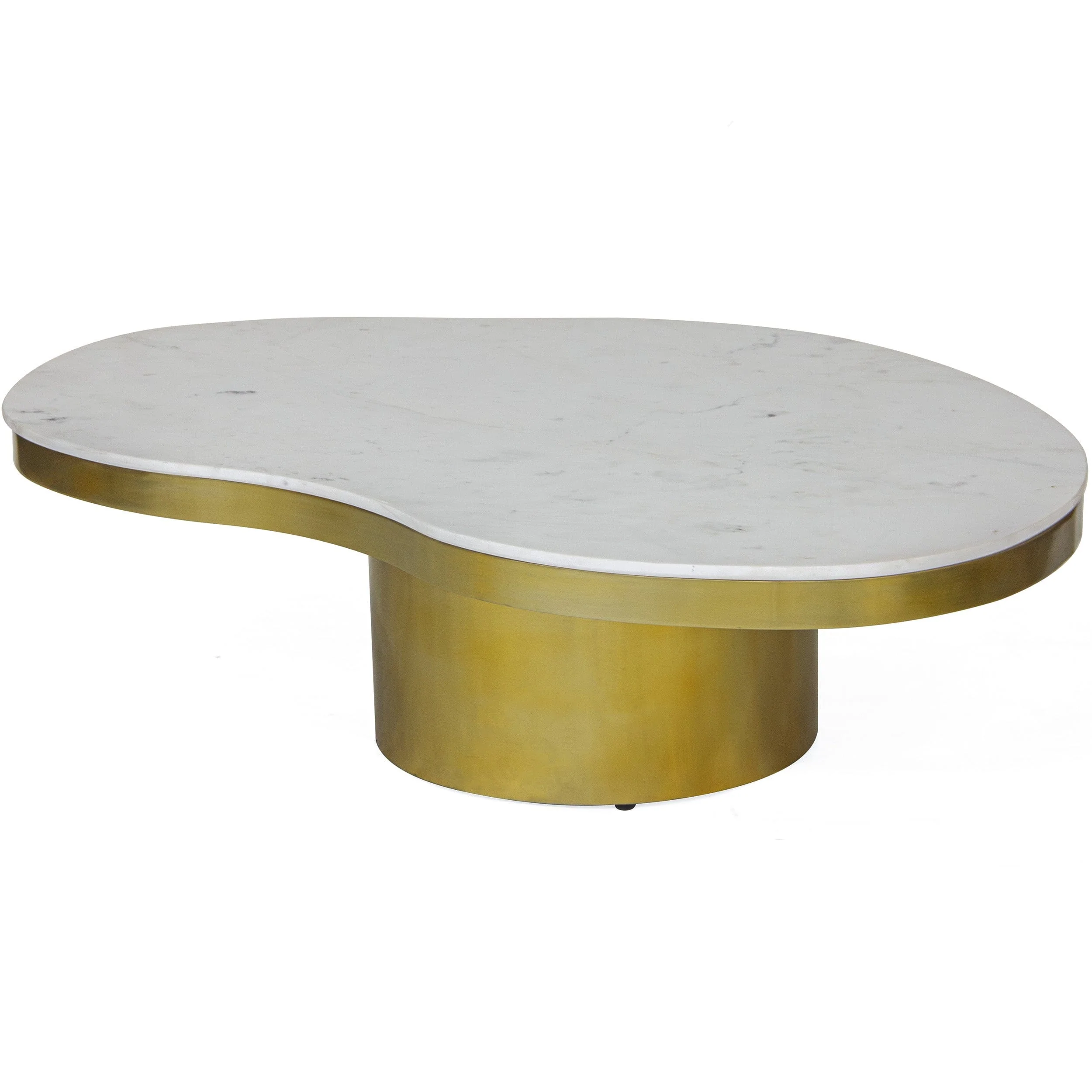 Kidney Marble Coffee Table, Brass