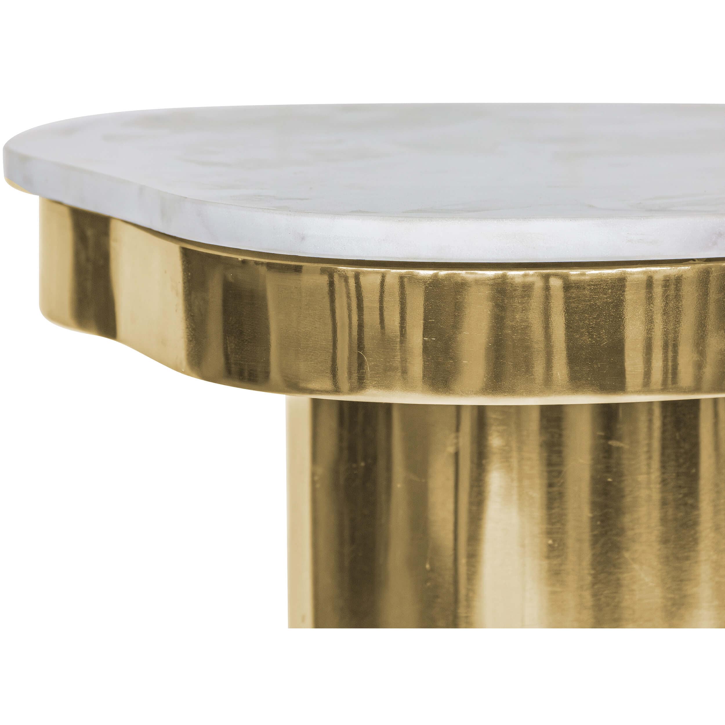 Kidney Marble Coffee Table, Brass - Image 6