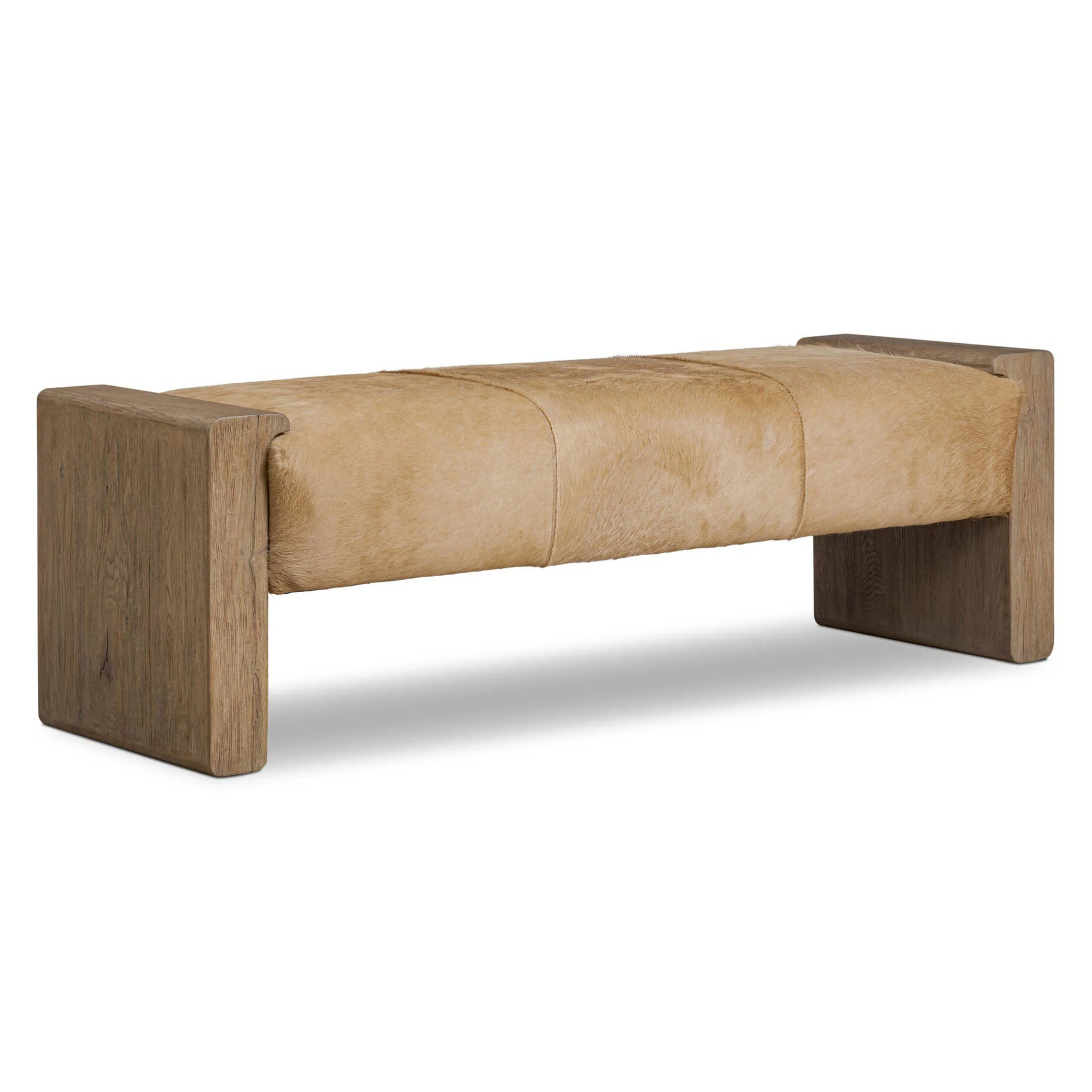 Knox Leather Bench, Light Hair on Hide by Four Hands