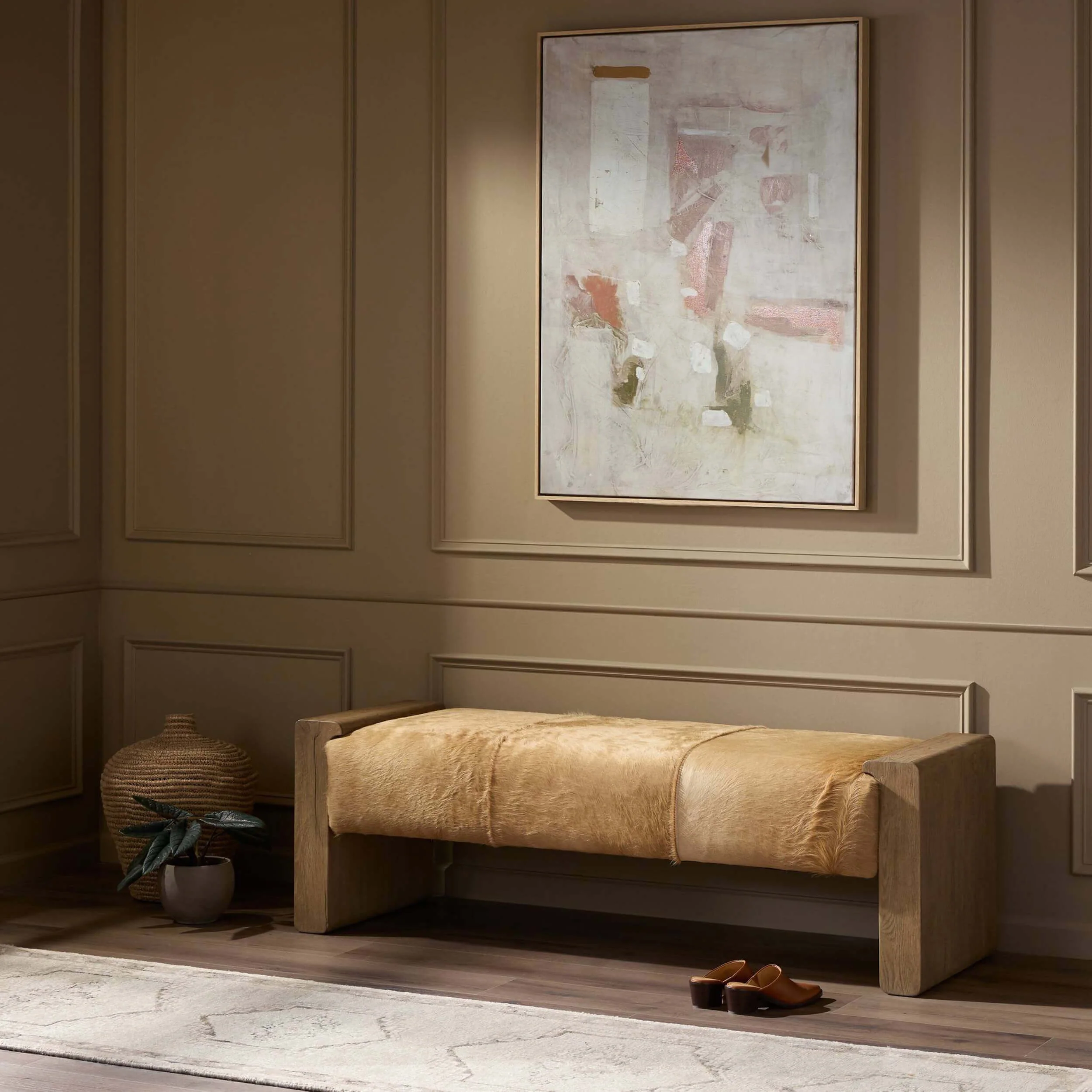 Knox Leather Bench, Light Hair on Hide by Four Hands - Image 6