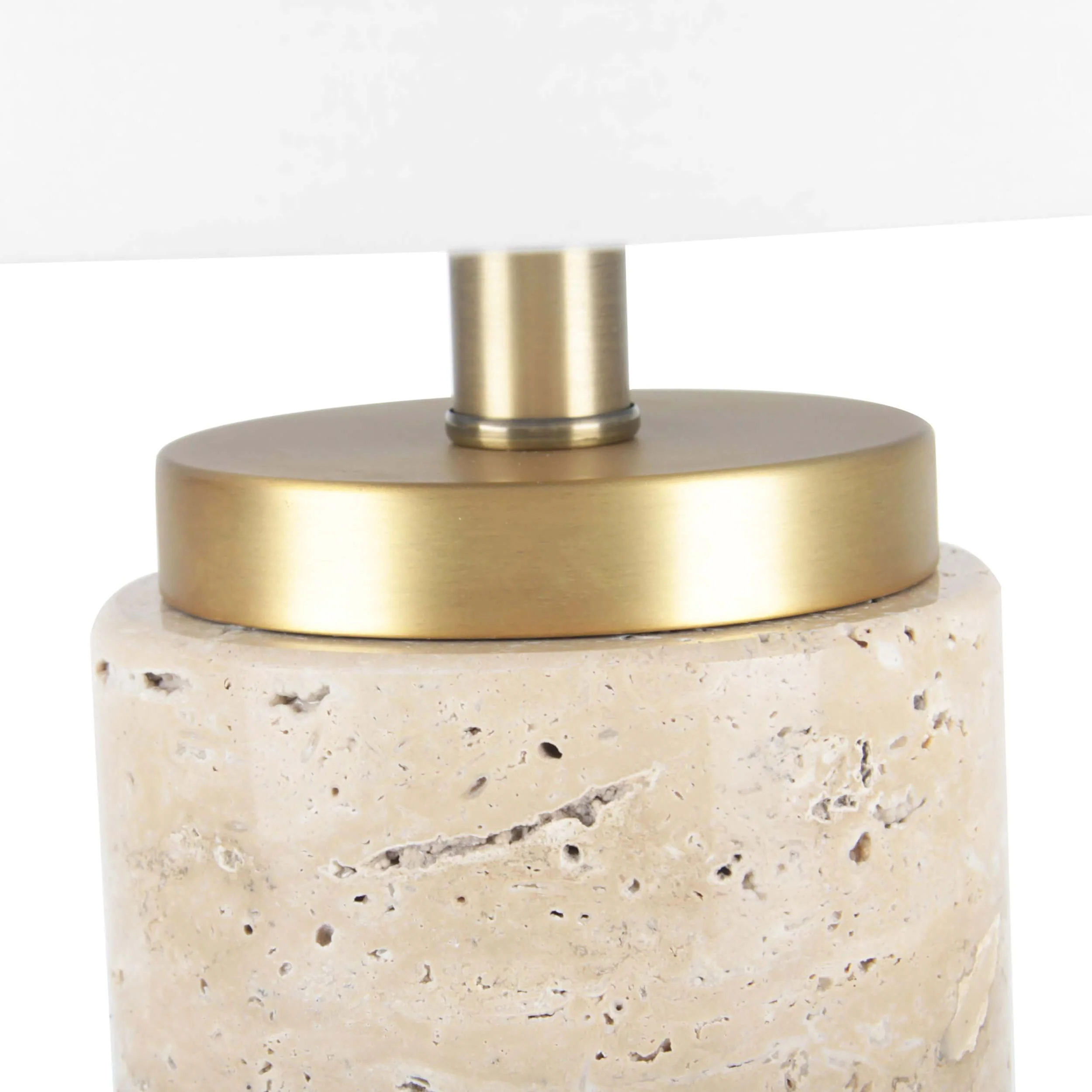 Knox Travertine Table Lamp, Gold/Ivory - Image 3