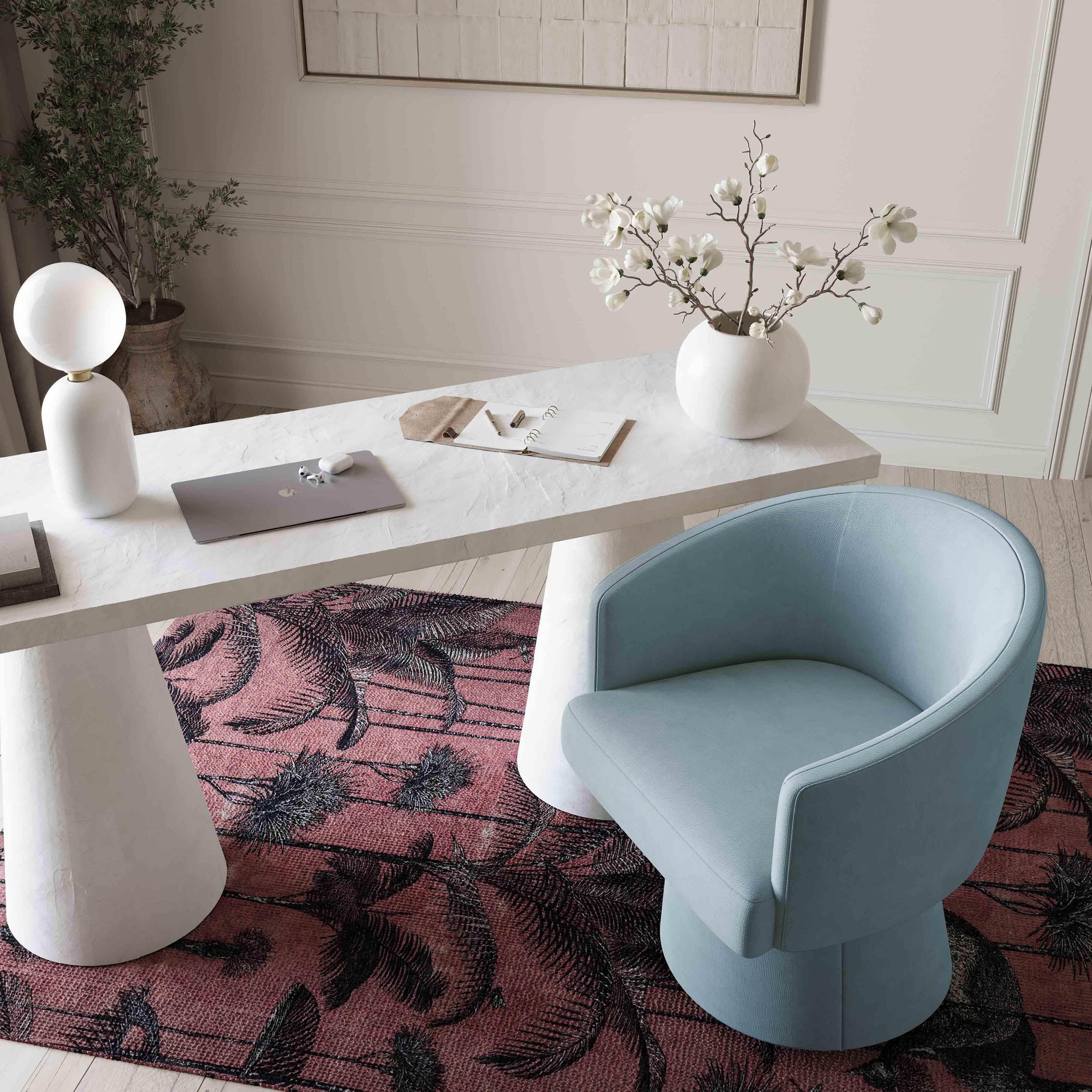 Kristen Rolling Desk Chair, Faded Blue - Image 4