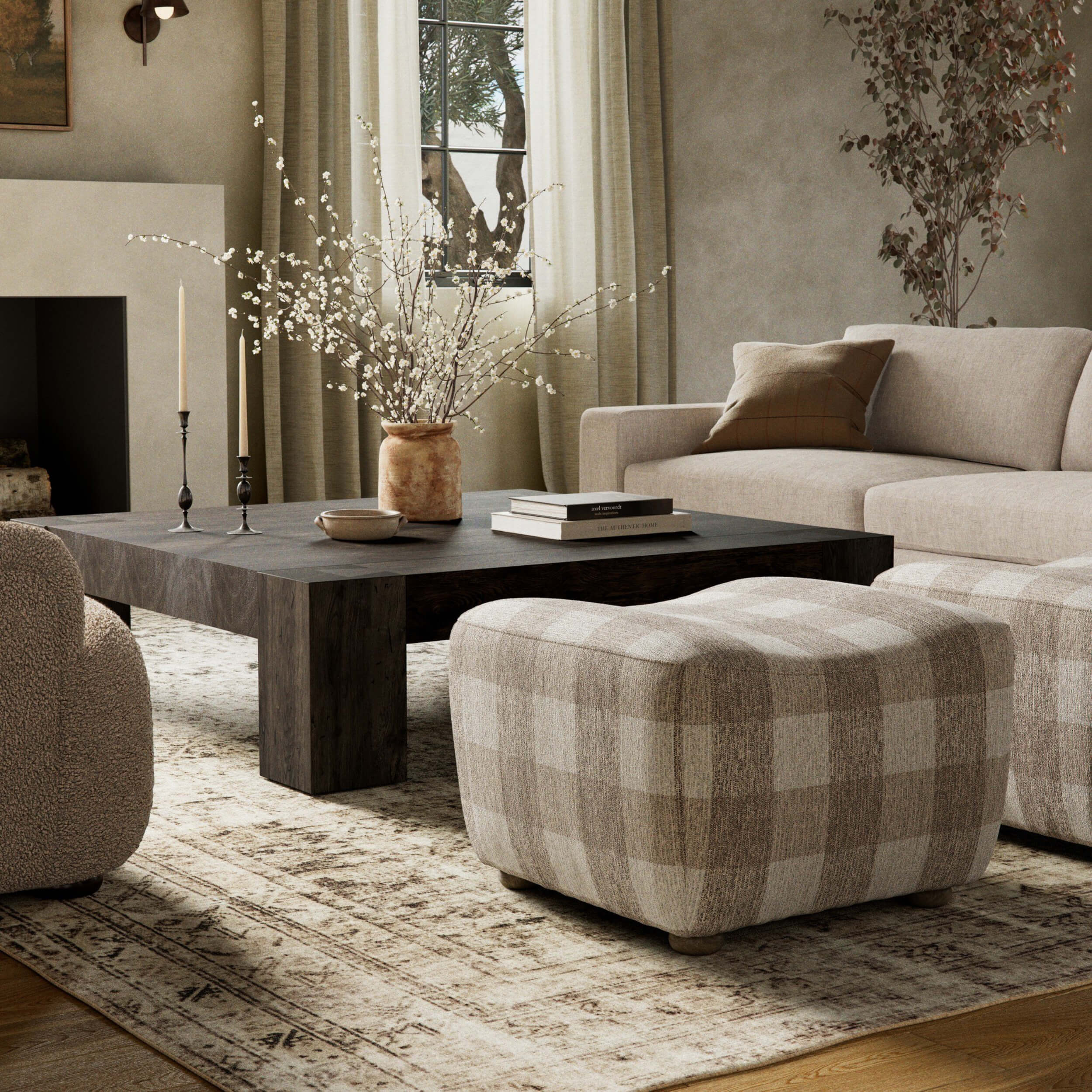 Kylo Ottoman, Dresden Pebble by Amber Lewis x Four Hands - Image 5