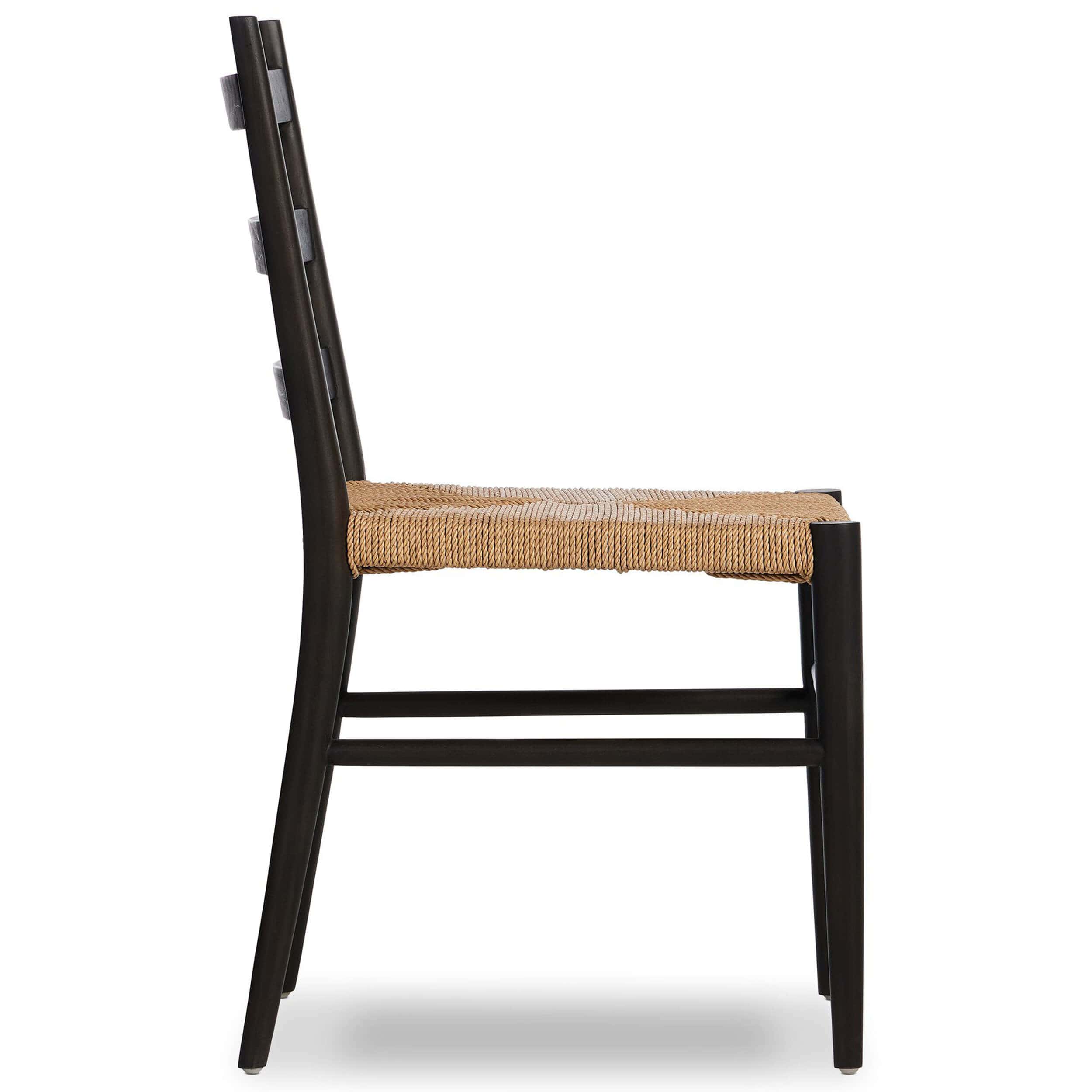 Ladder Back Outdoor Dining Chair, Aged Ebony, Set of 2 by Four Hands - Image 3