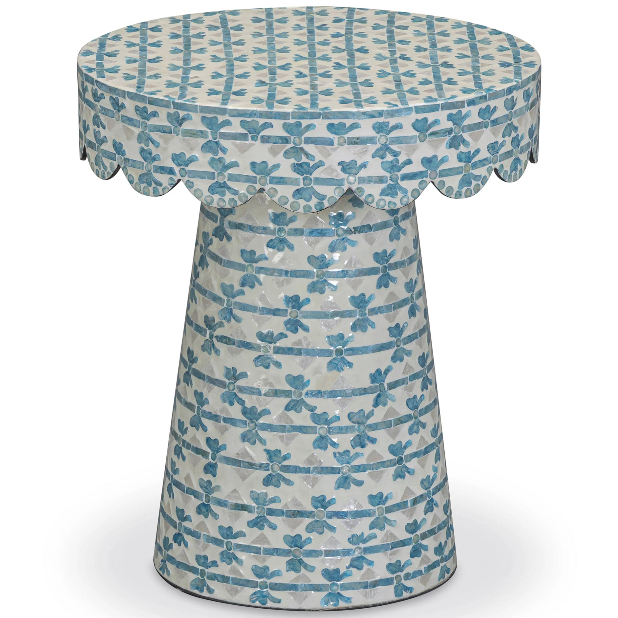 Lady Blue Ribbon Round Side Table, Blue