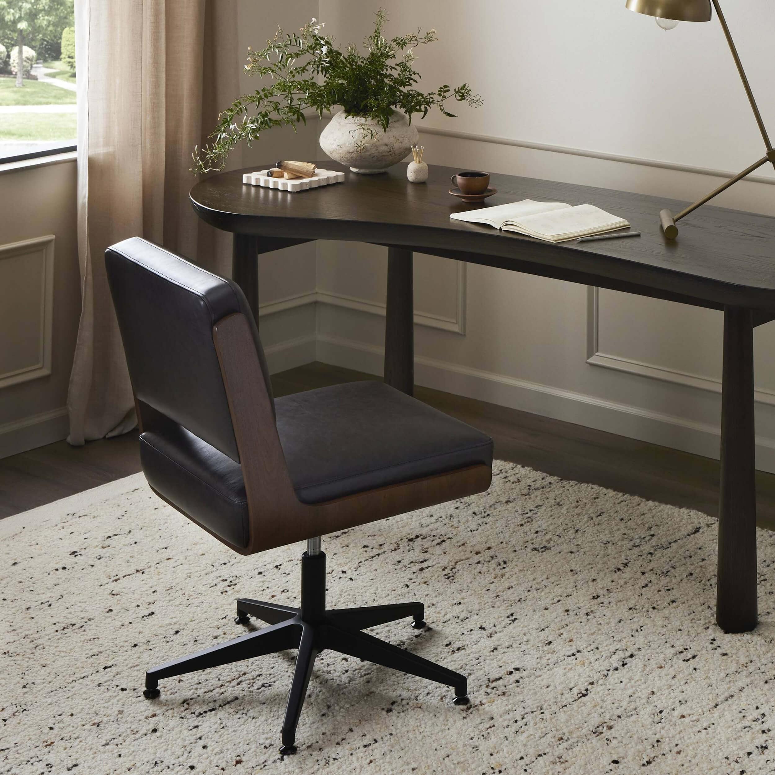 Landon Leather Desk Chair, Sonoma Black by Four Hands - Image 6