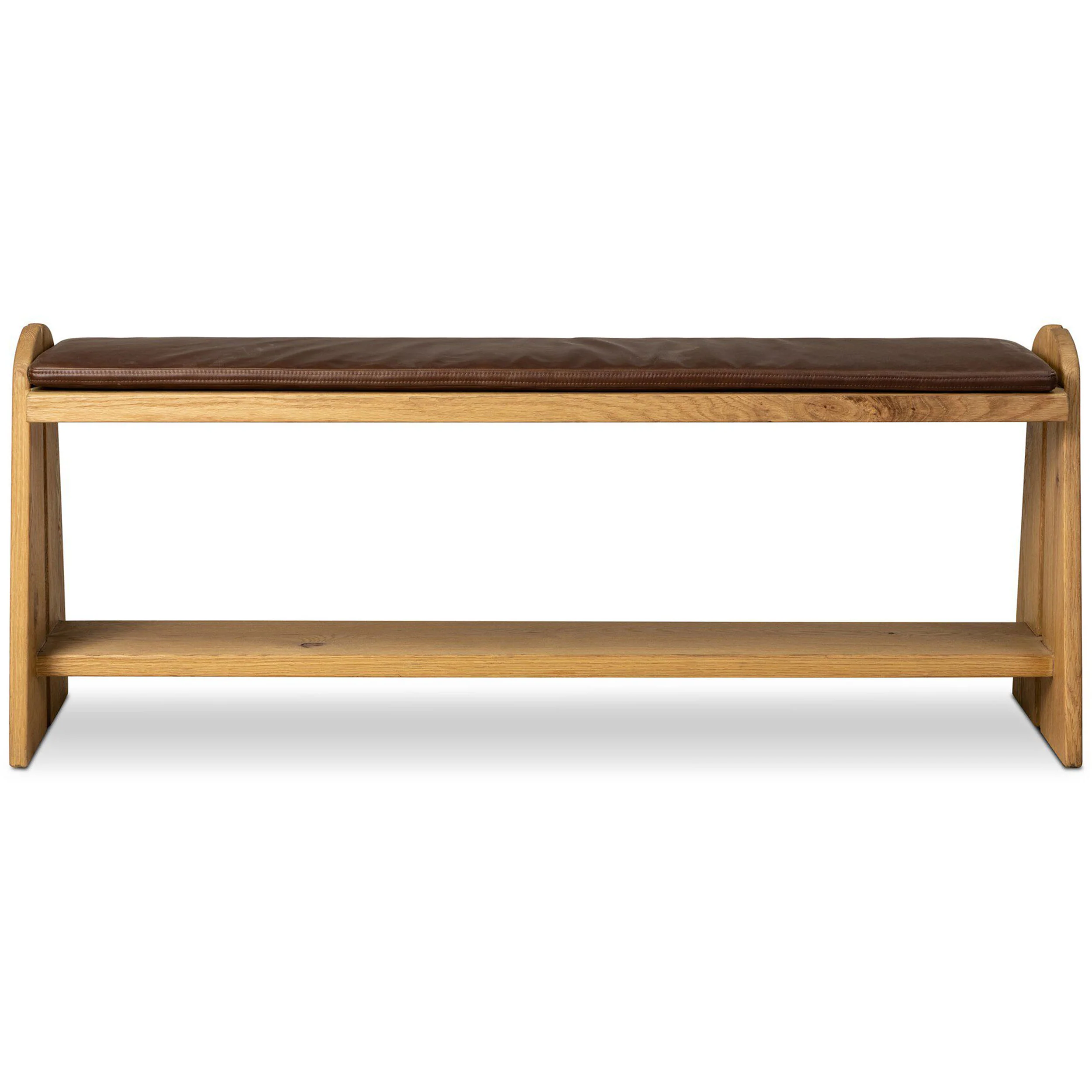 Landrea Leather Accent Bench, Havana Brown by Four Hands - Image 2